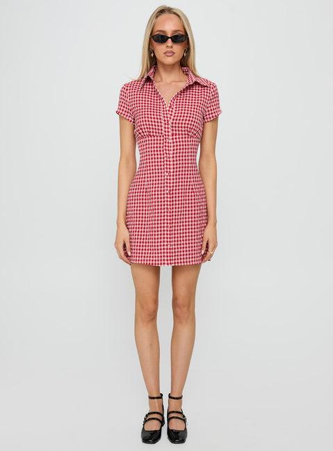 Motley Mini Dress Red Check Product Image