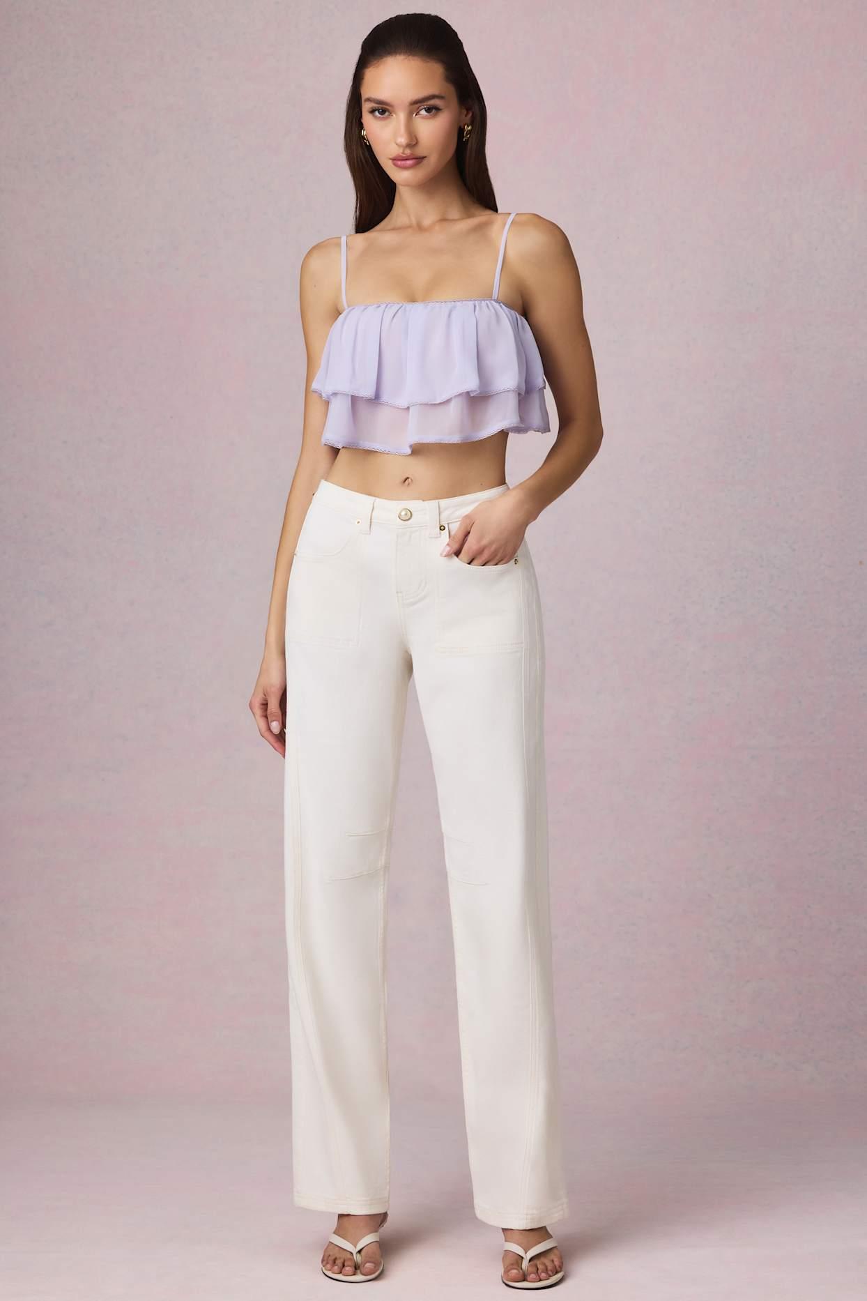 Ruffled Cropped Camisole Top in Lilac Product Image