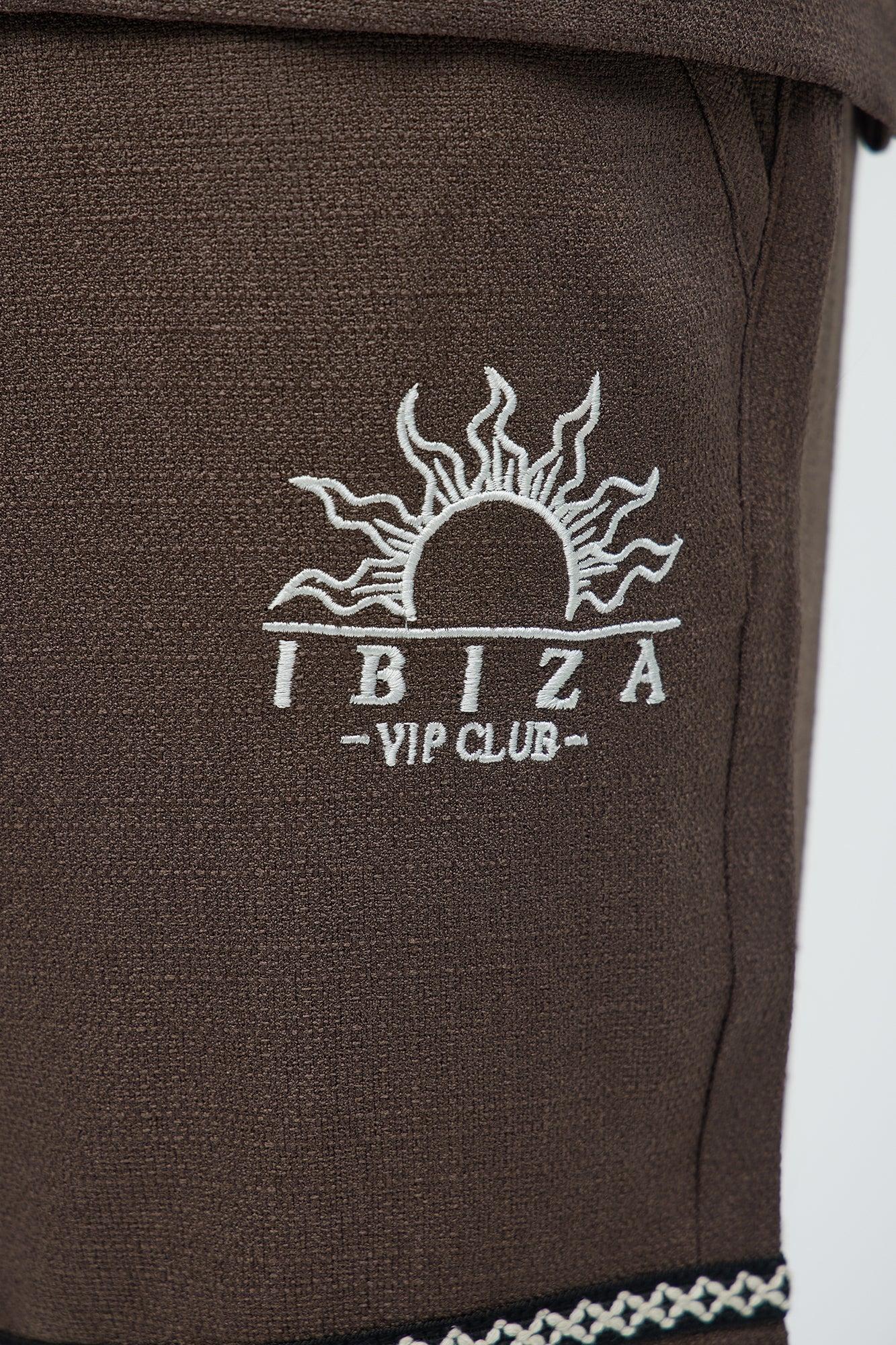 Ibiza VIP Club Linen Like Relaxed Shorts - Chocolate Product Image
