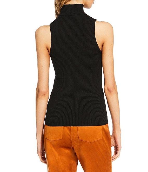 Trina Turk Westhampton Ribbed Knit Turtleneck Sleeveless Top Product Image