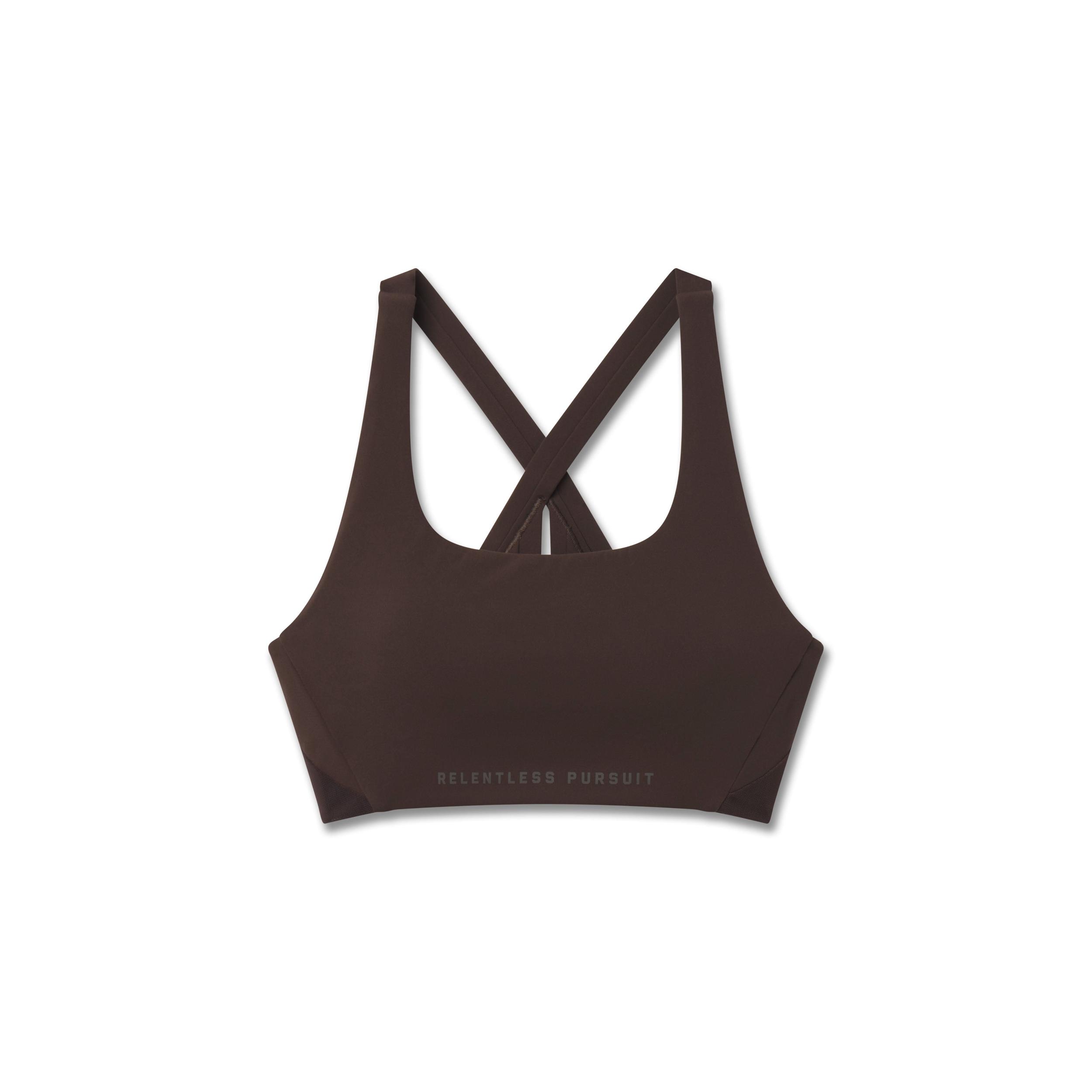 W039. Lycra® Hybrid Sports Bra - Dark Earth Product Image