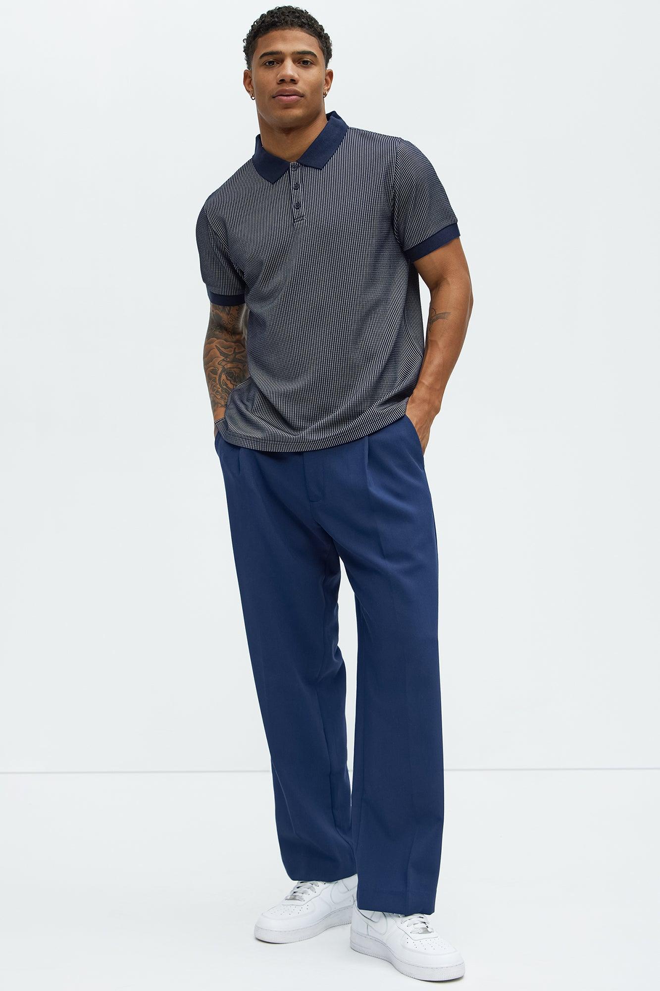 Subtle Waffle Textured Polo - Navy Product Image