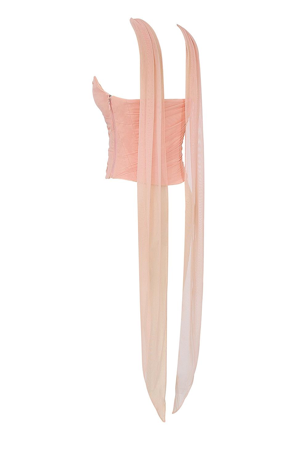 Hallie  peach strapless corset with neck scarf Product Image