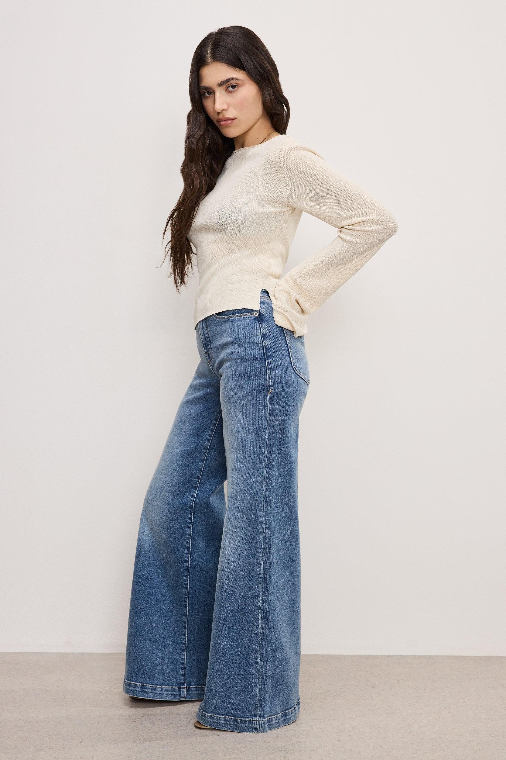 GOOD PETITE PALAZZO COMPRESSION JEANS | INDIGO837 Product Image