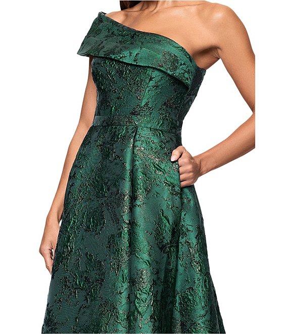 Xscape One Shoulder Metallic Jacquard Gown Product Image