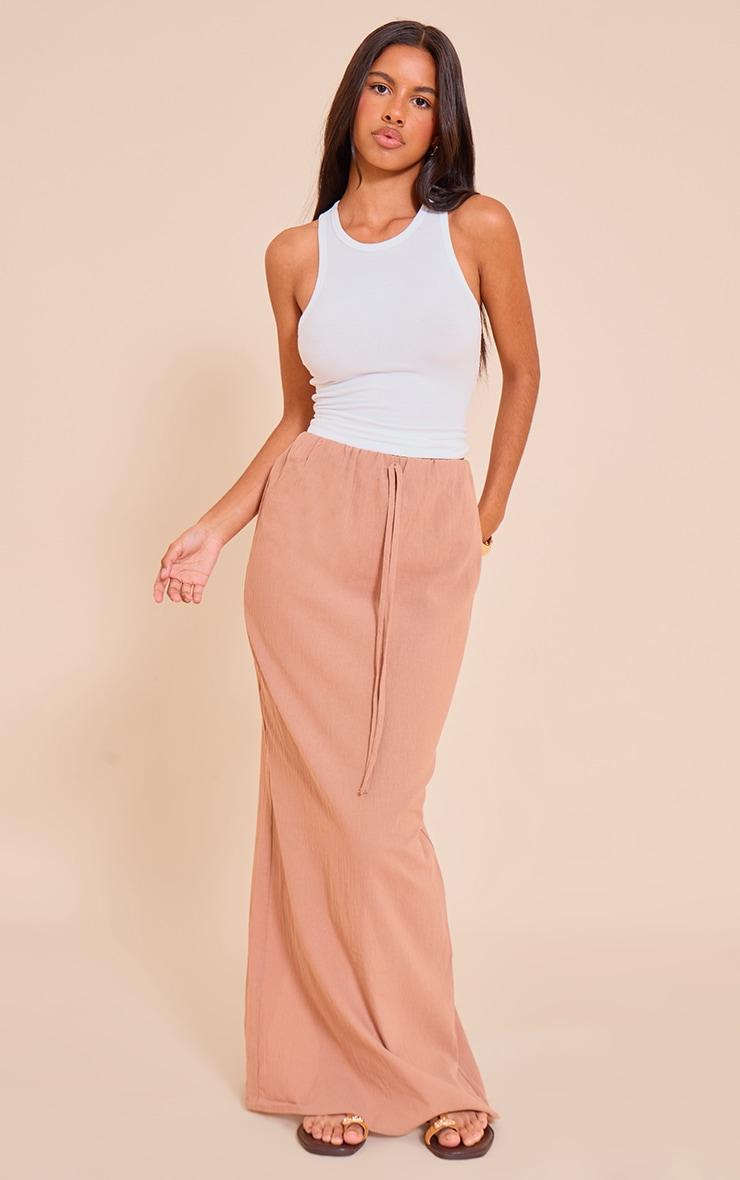 Petite Rust Linen Look Maxi Skirt Product Image