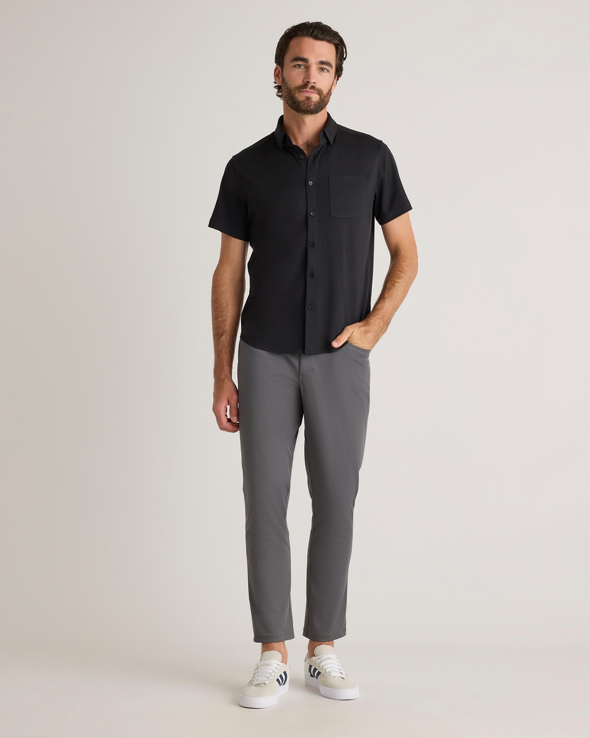 Quince | Men's Commuter Stretch Pique Short Sleeve Button Down 100% Polyester Product Image