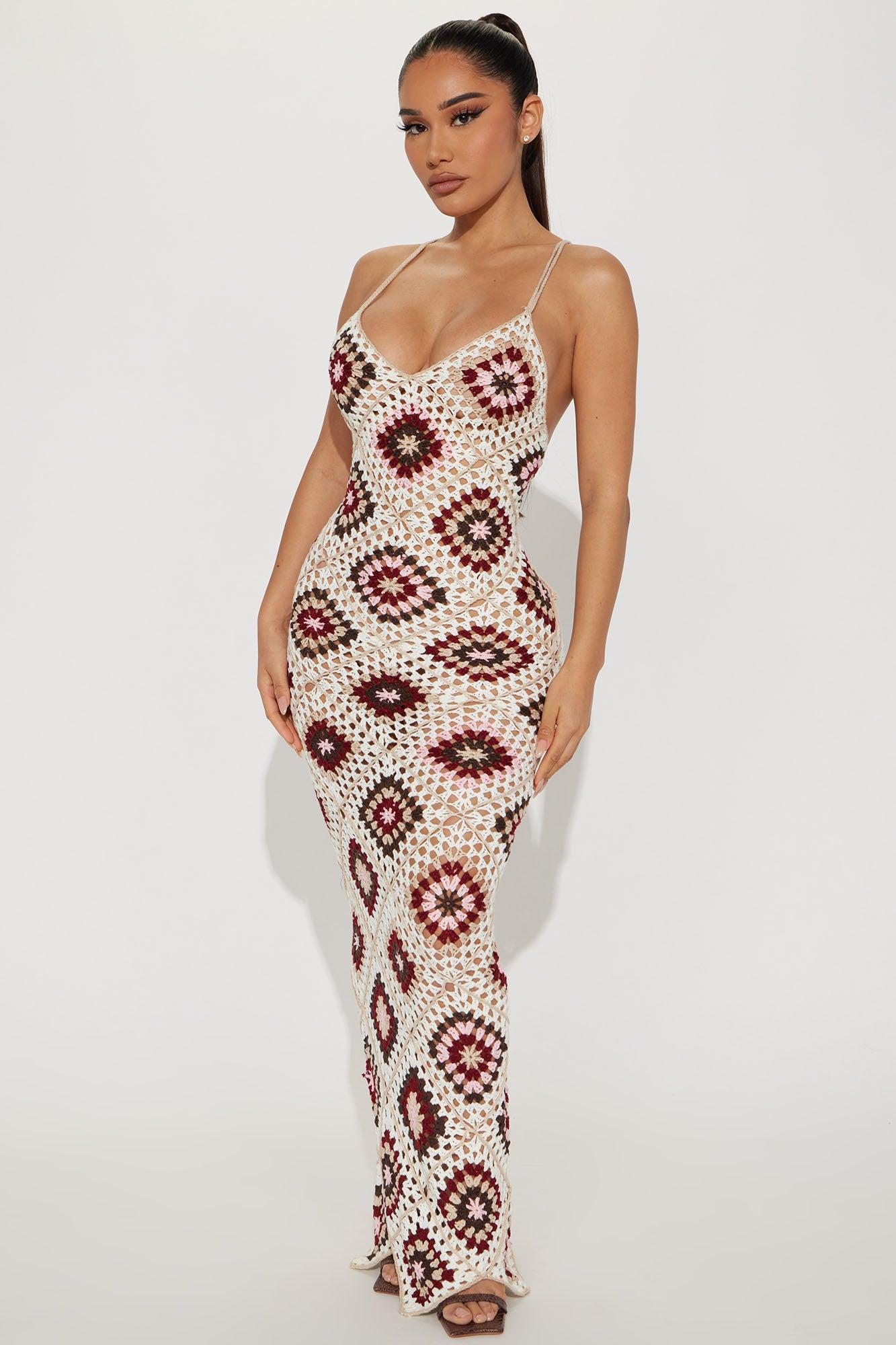 Amalfi Coast Crochet Maxi Dress - Cream/combo Product Image