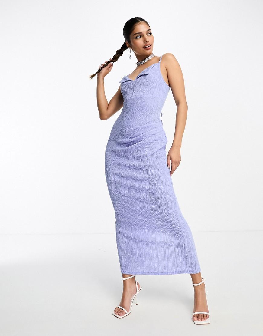 ASOS DESIGN textured strappy midi dress with fold over bust Product Image