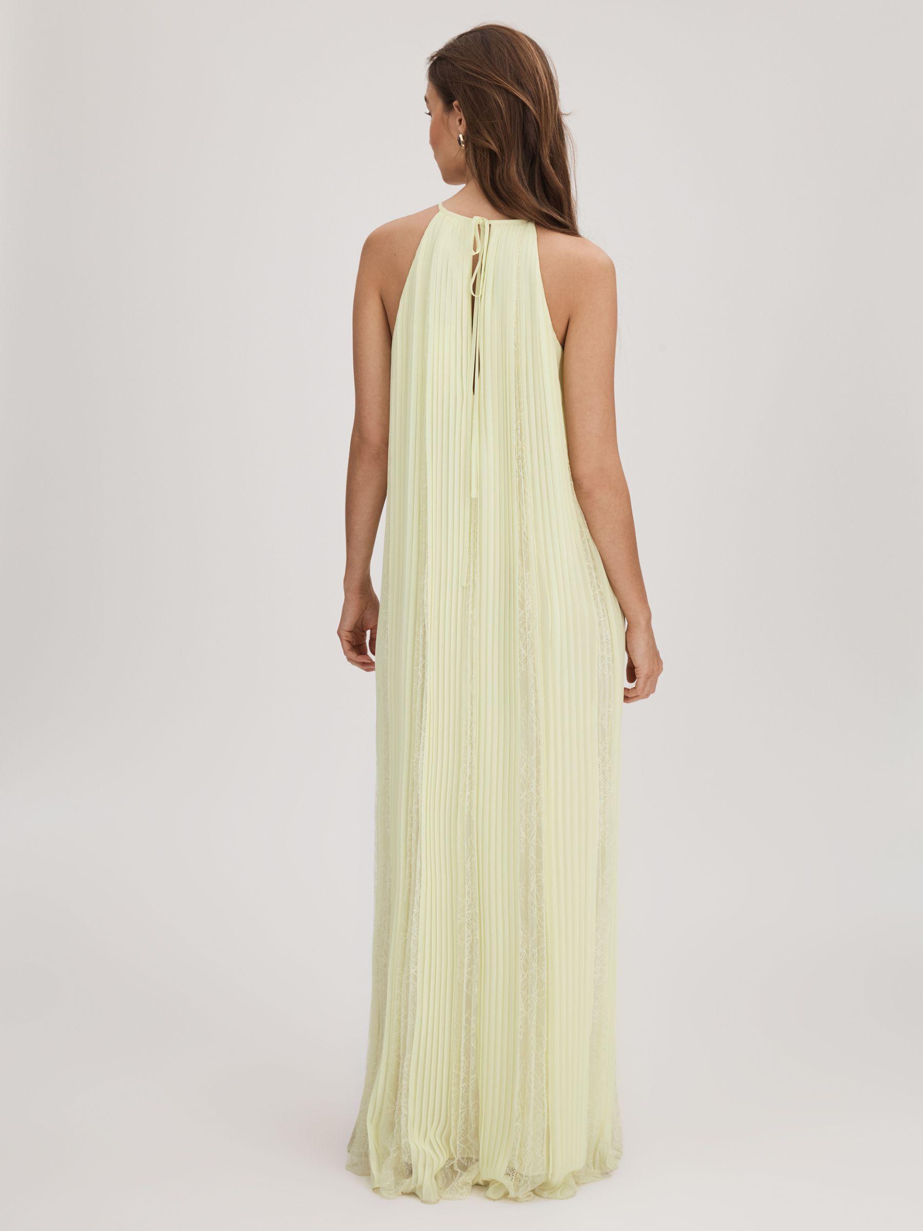 Florere Lace Pleated Maxi Dress in Pale Green Product Image