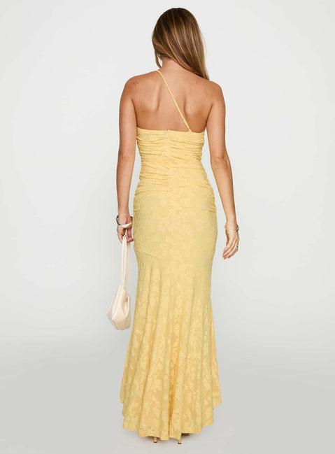 Starlights One Shoulder Maxi Dress Lemon Product Image