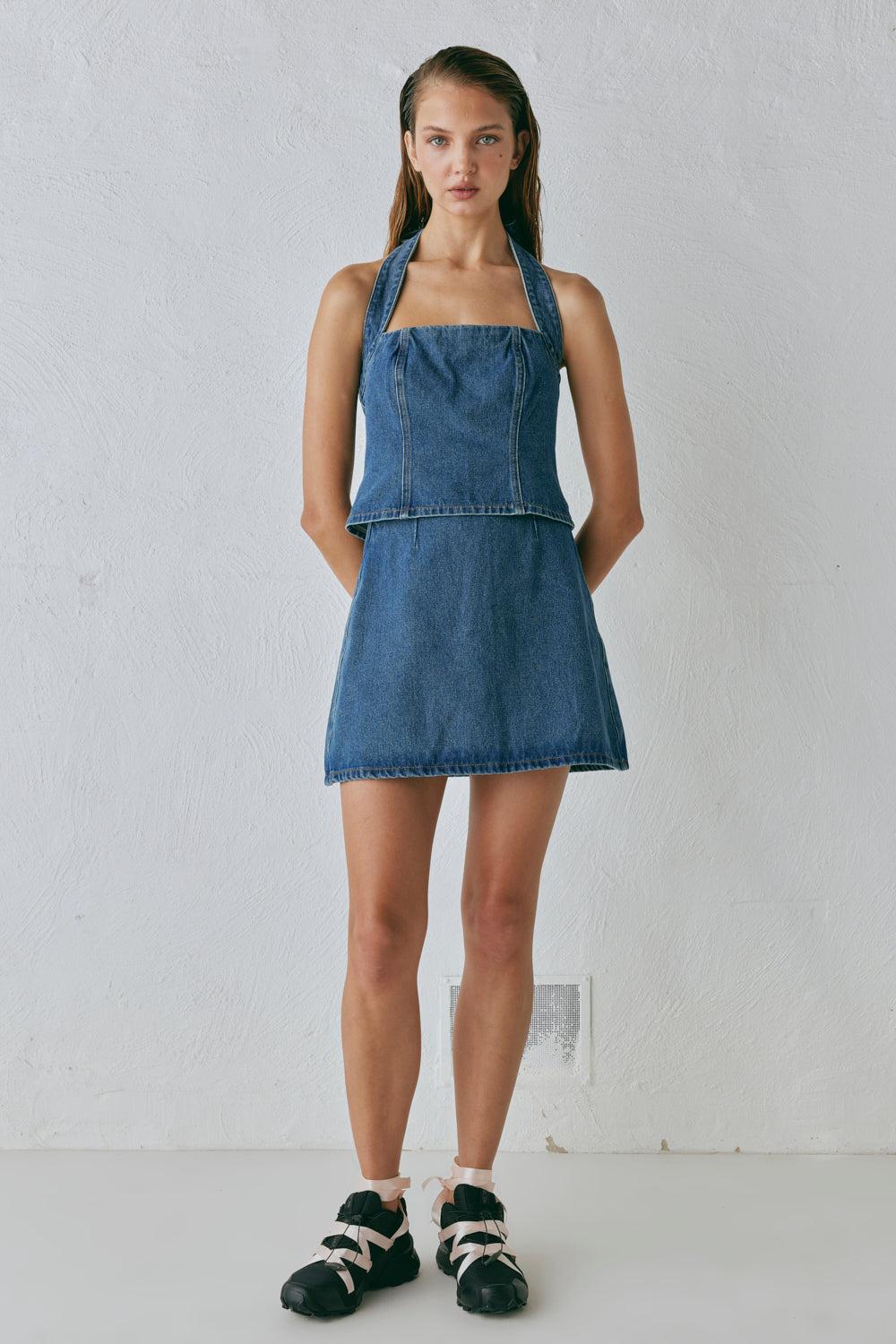 Anna Denim Mini Skirt Blue Product Image
