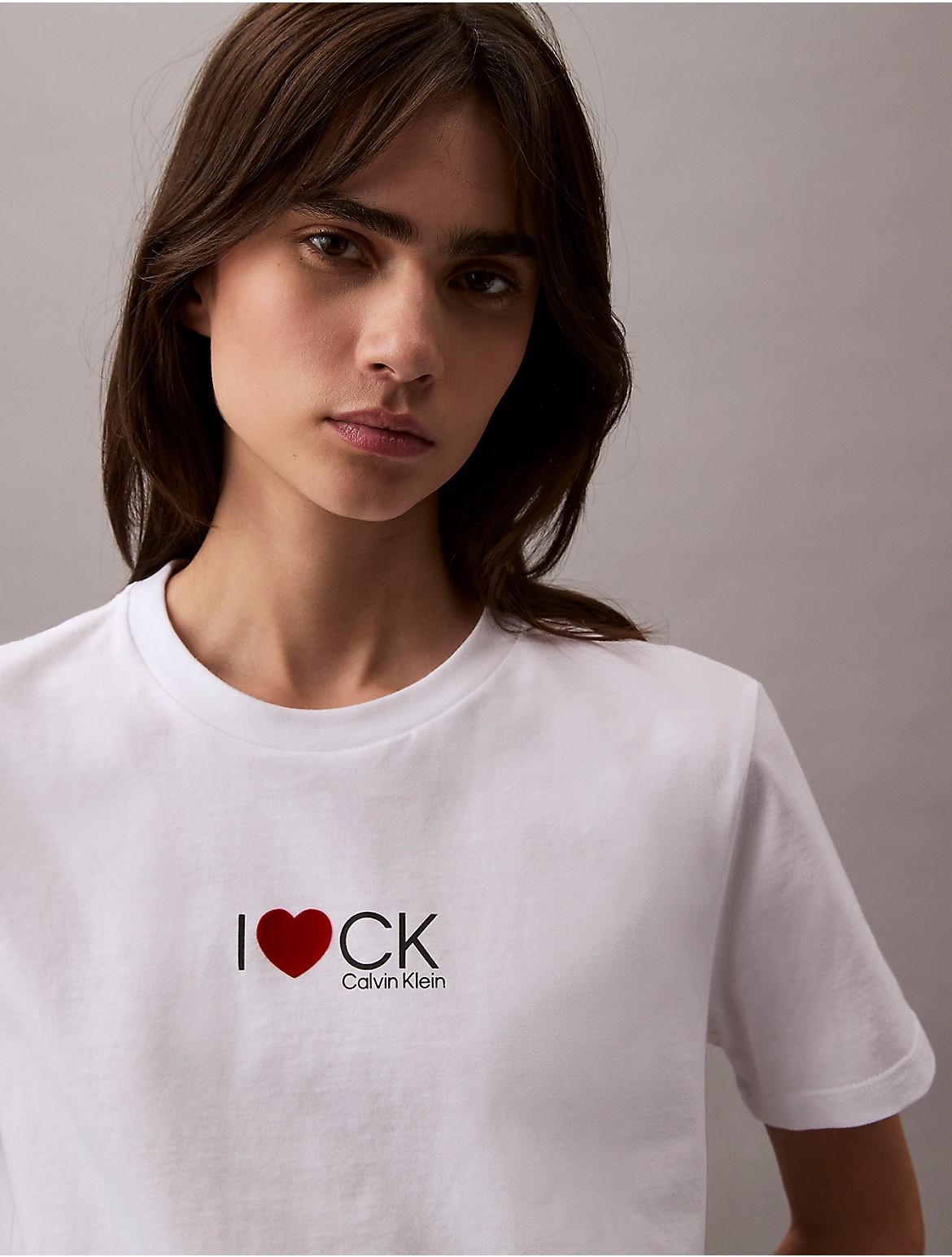Calvin Klein Womens Heart Logo Classic T-Shirt - White Product Image