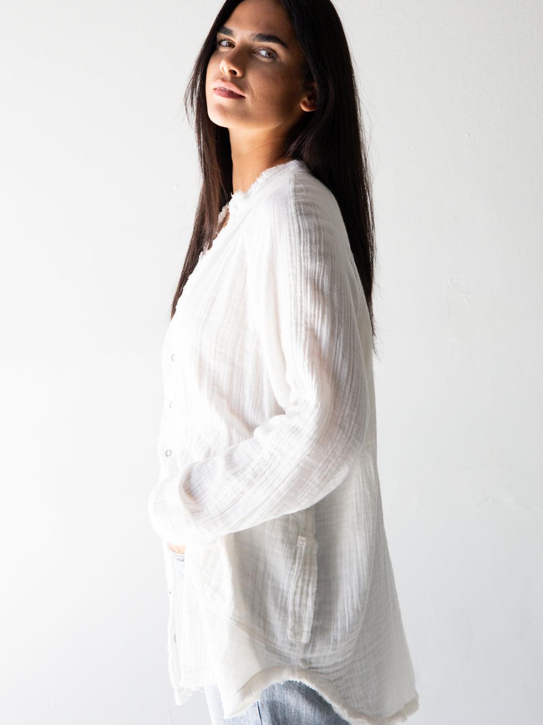 Laid Back Cotton Button Down Top Product Image