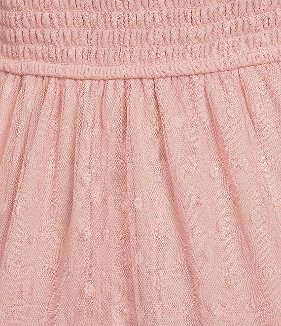 Blu Pepper Lace Smocked Square Neck Sleeveless Tiered Mini Dress Product Image