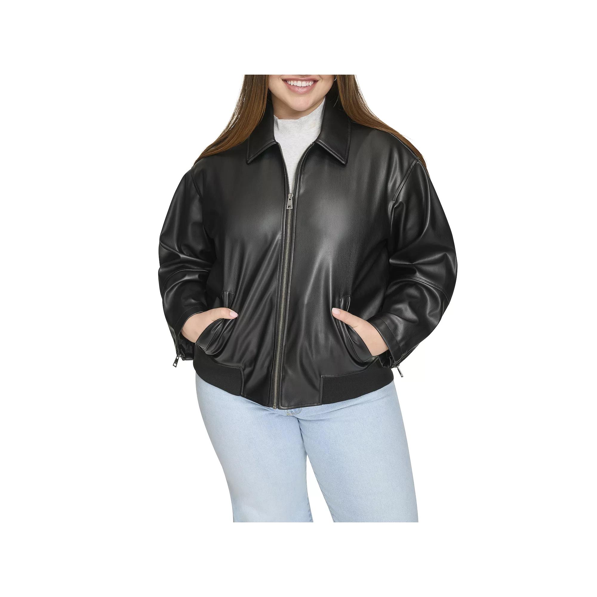 Plus Size Levi's® Faux Leather Bomber Jacket, Women's, Size: 3XL, Black Product Image