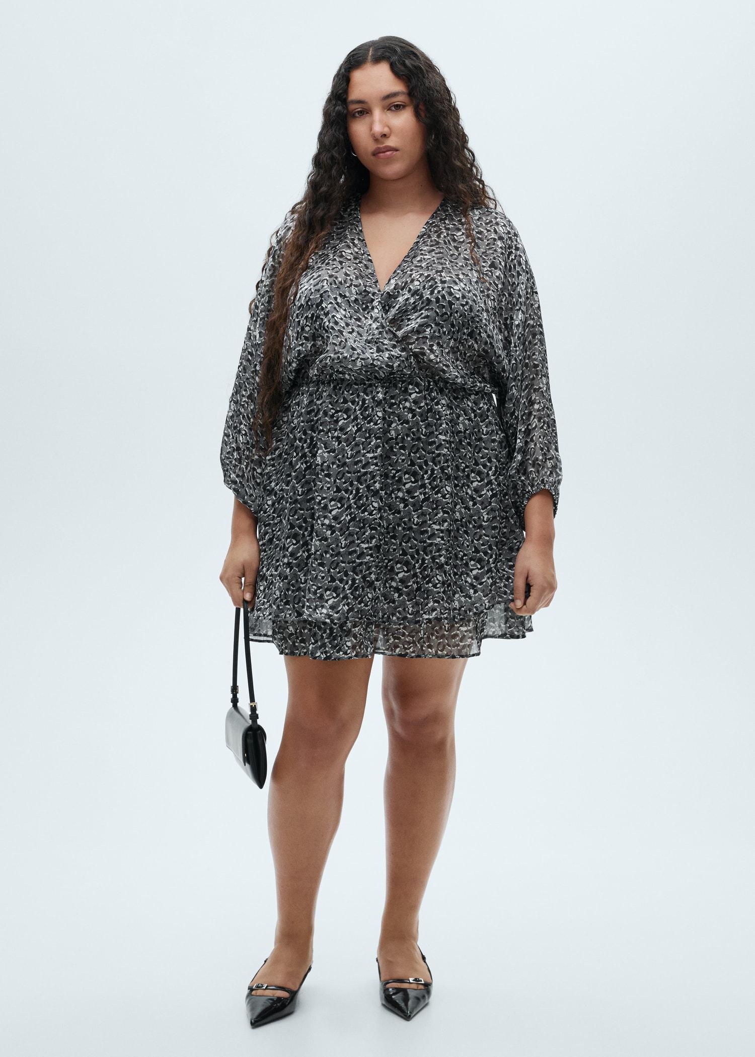 Animal-print ruffled dress - Women | MANGO USA Product Image