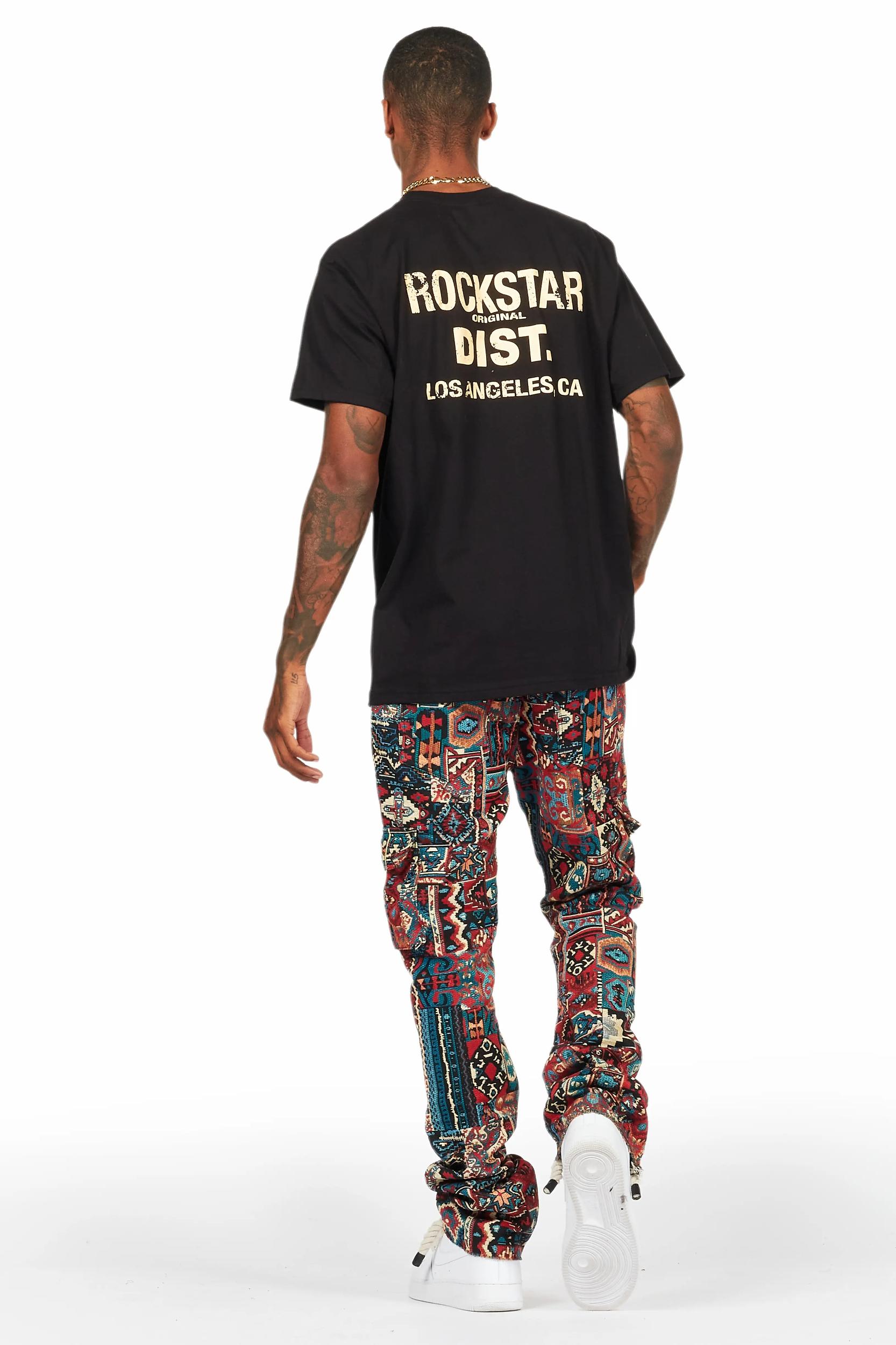 Quatz Black Leather Stacked Flare Jean Male Product Image