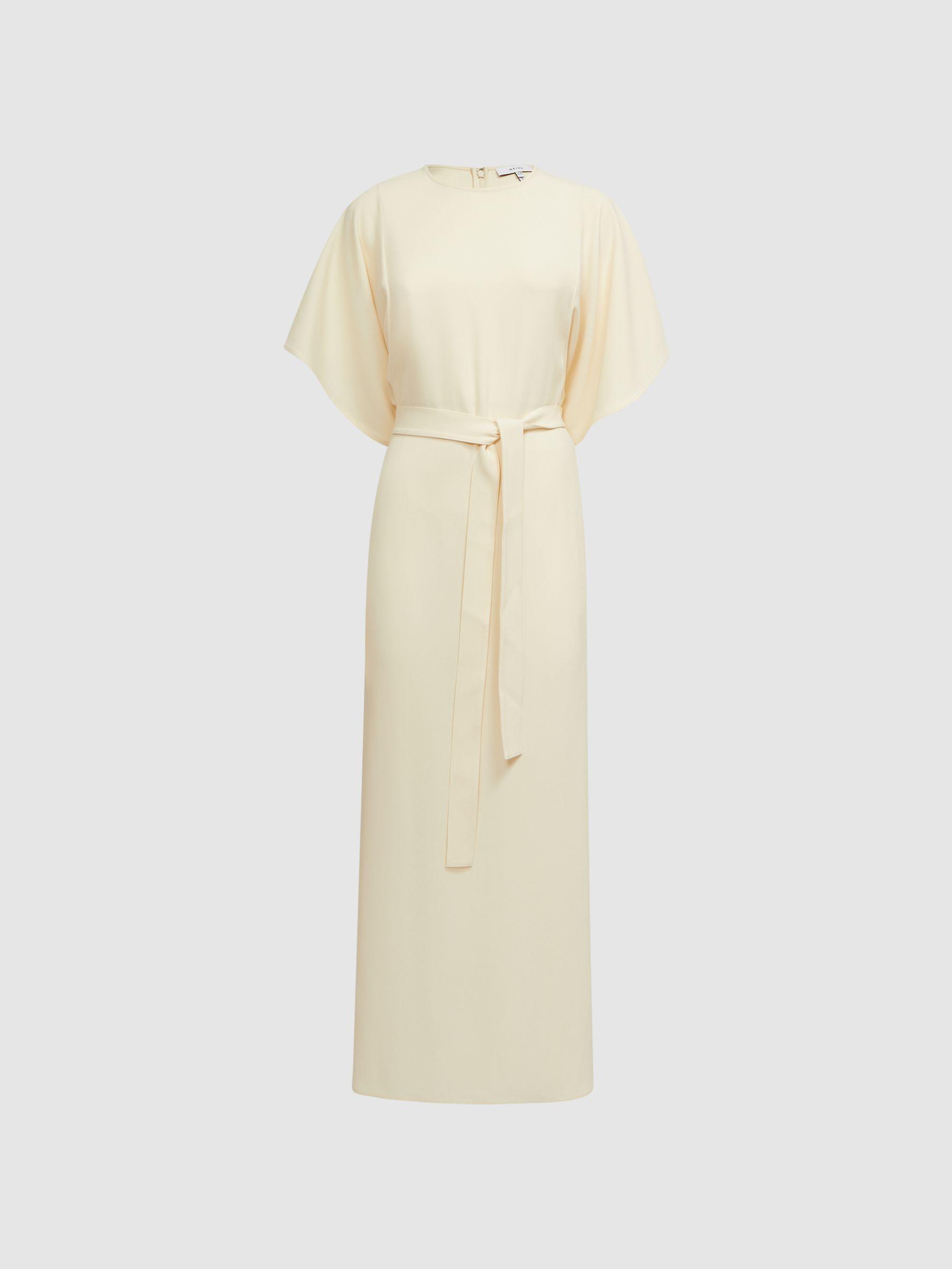 Cape-Sleeve Midi Dress in Lemon Product Image