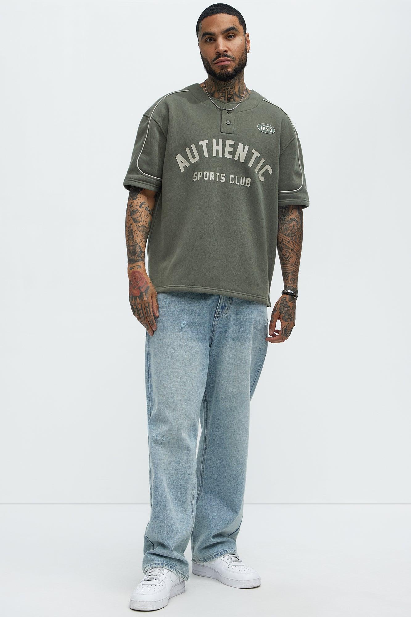 Athletics Sports Club Short Sleeve Henley - Olive Product Image