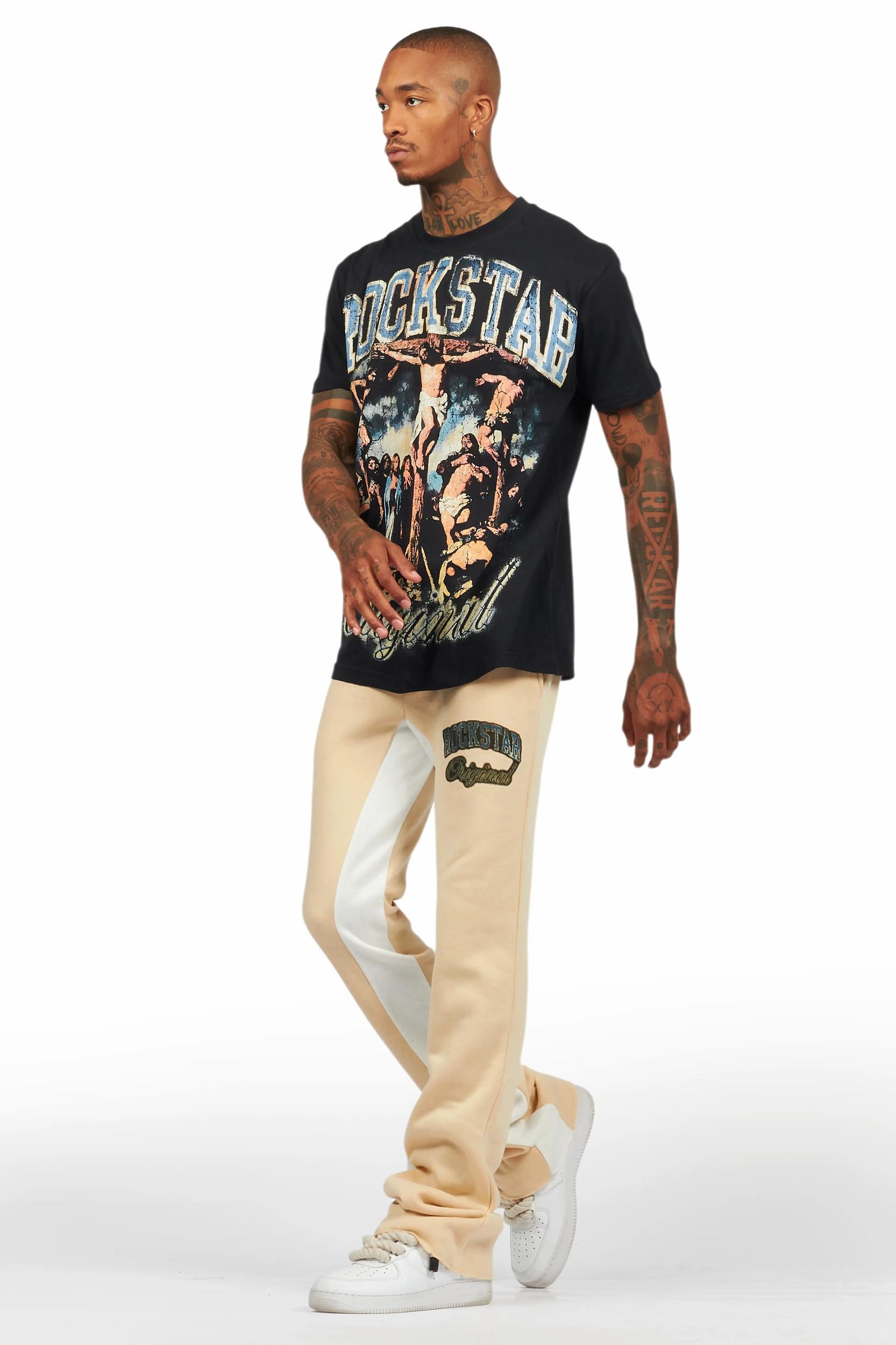 Waller Black/Beige T-Shirt/Baggy Pant Set Male Product Image