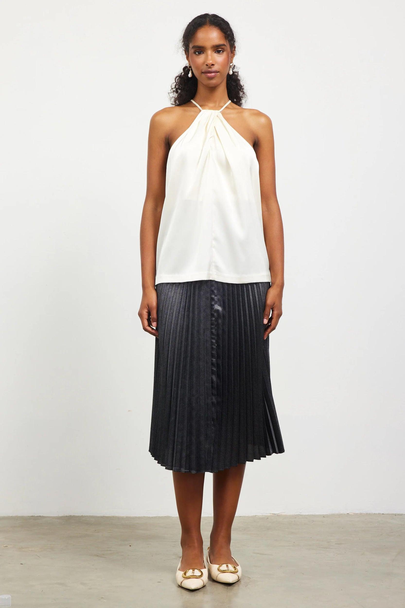 Pleated Front Halter Top Product Image