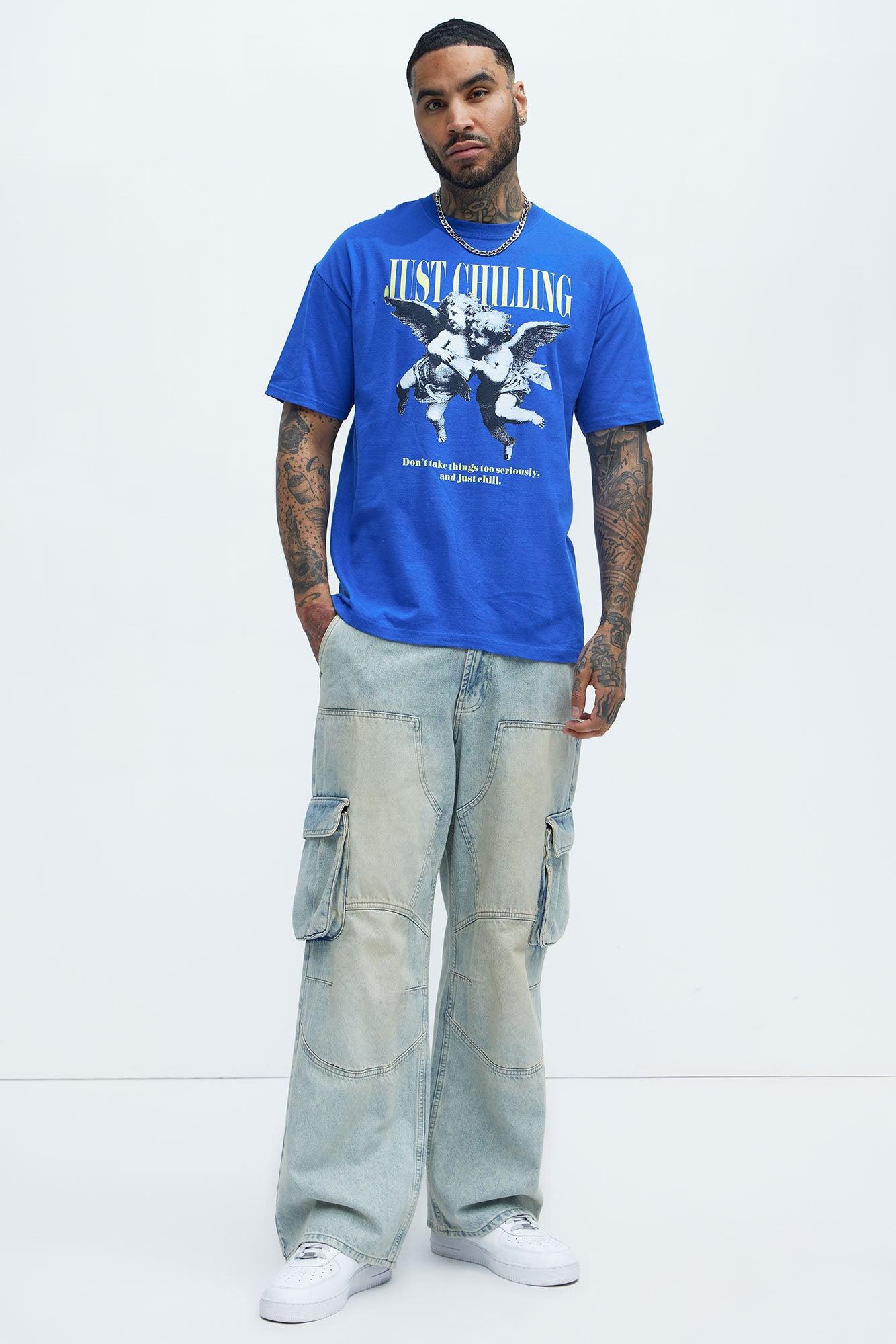 Just Chilling Angel Short Sleeve Tee - Blue Product Image