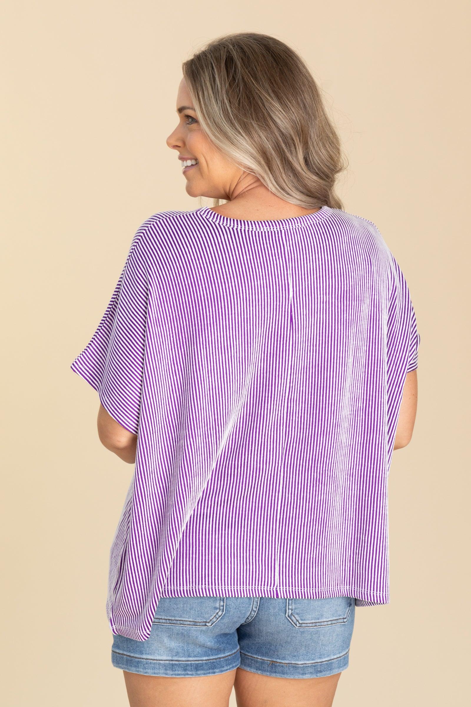 Ribbed Front Pocket Short Sleeve Knit Tops Product Image