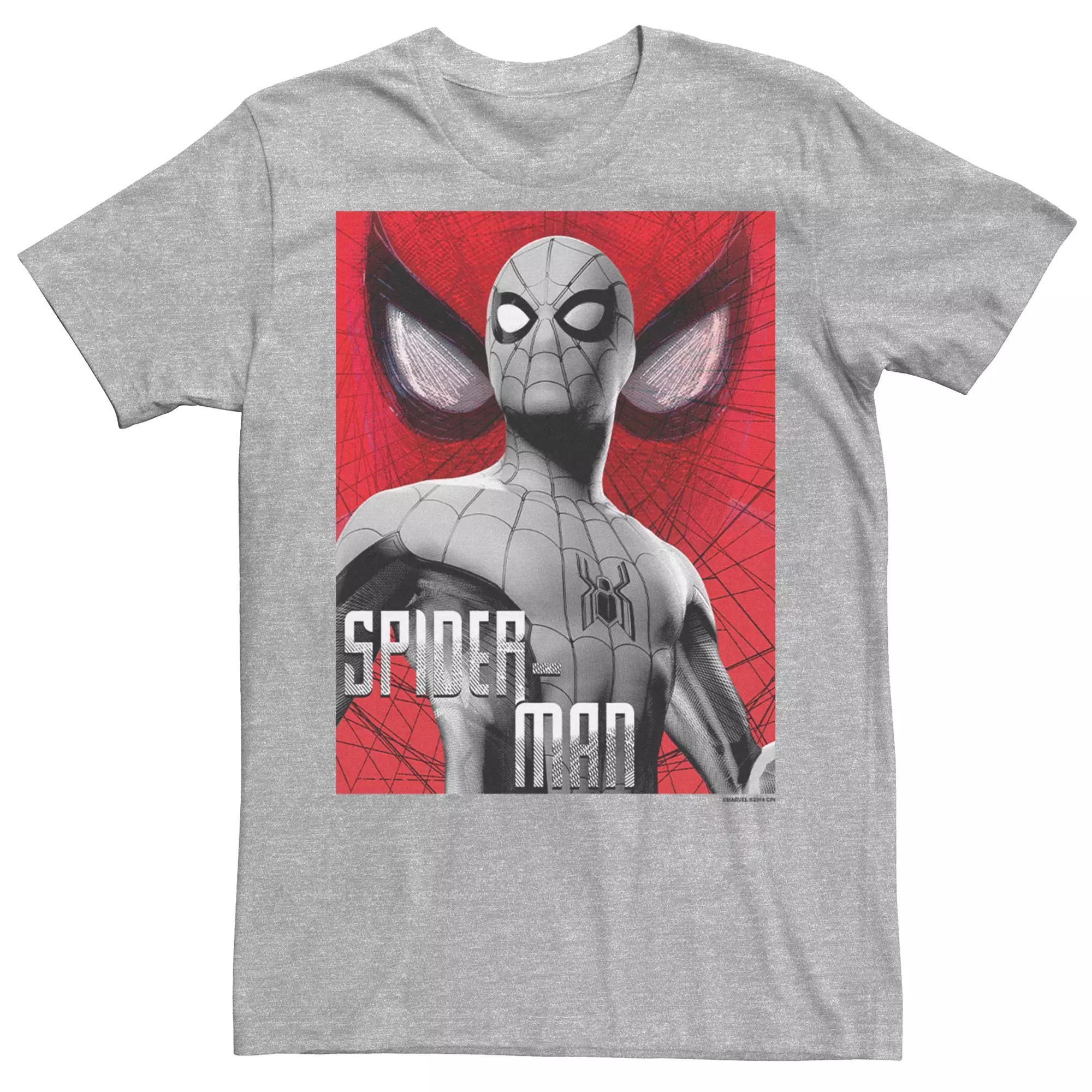 Men's Marvel Spider-Man Grey Spider Web Poster Tee,  Product Image