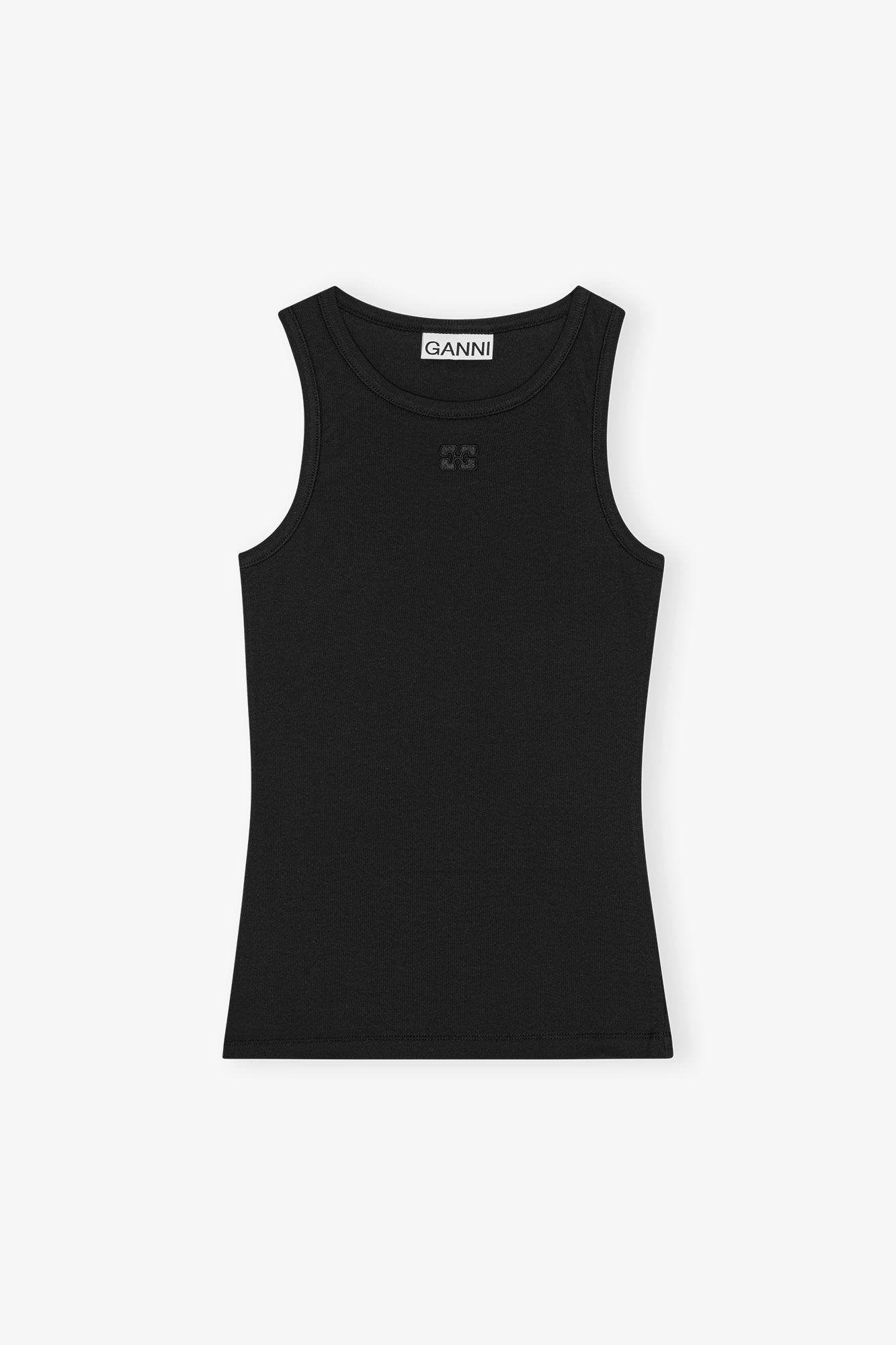 Black Soft Cotton Rib Tank Top Product Image