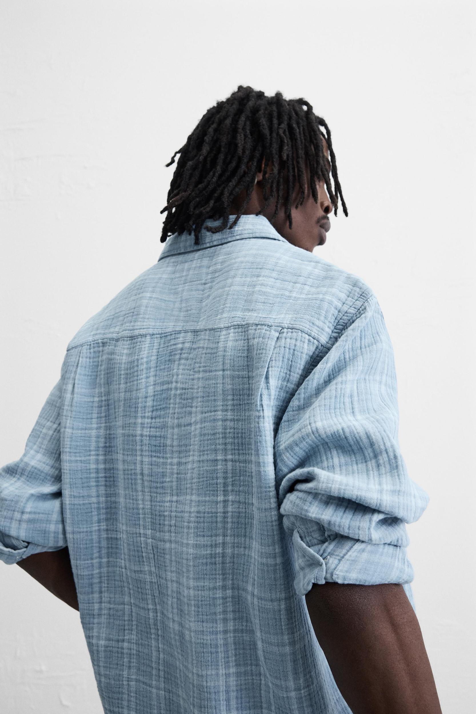 WRINKLED EFFECT PLAID SHIRT Product Image