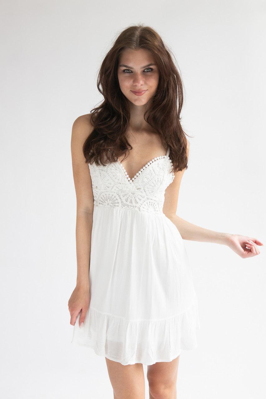 Crochet Bodice Gauze Mini Dress Product Image