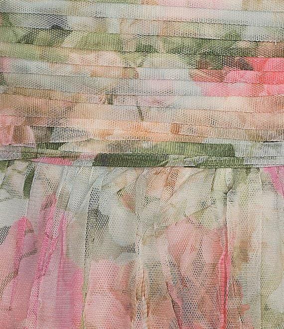 Blondie Nites Floral Print Sweetheart Neck Spaghetti Strap Ruffle Tiered Tie Back Dress Product Image