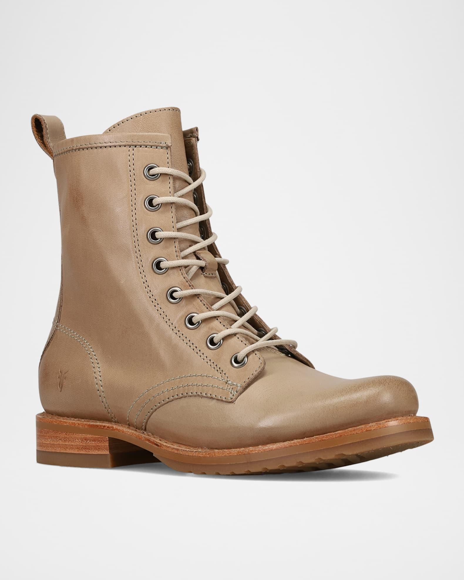 Veronica Flex Leather Combat Boots Product Image