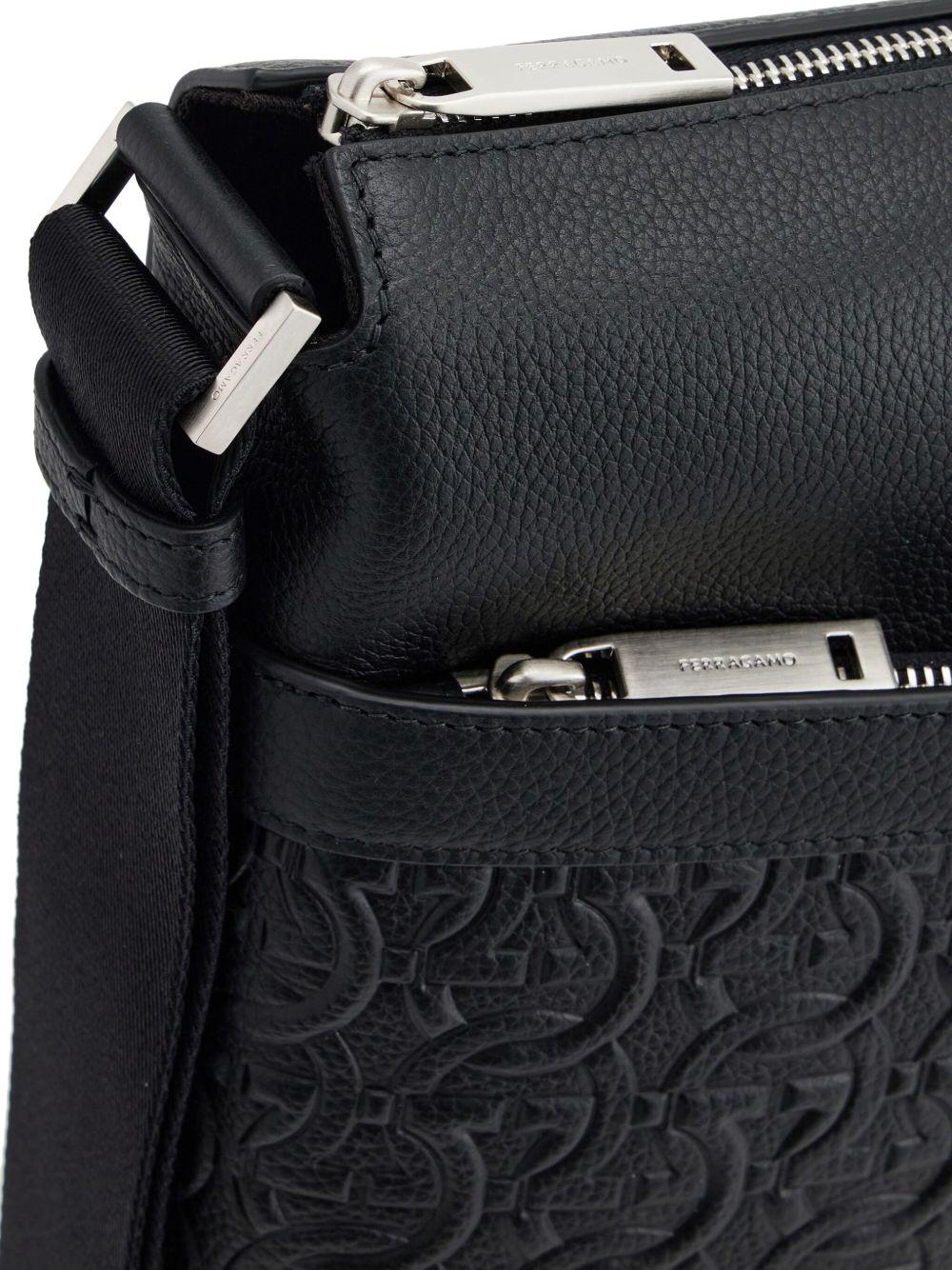 Gancini-embossed leather messenger bag Product Image