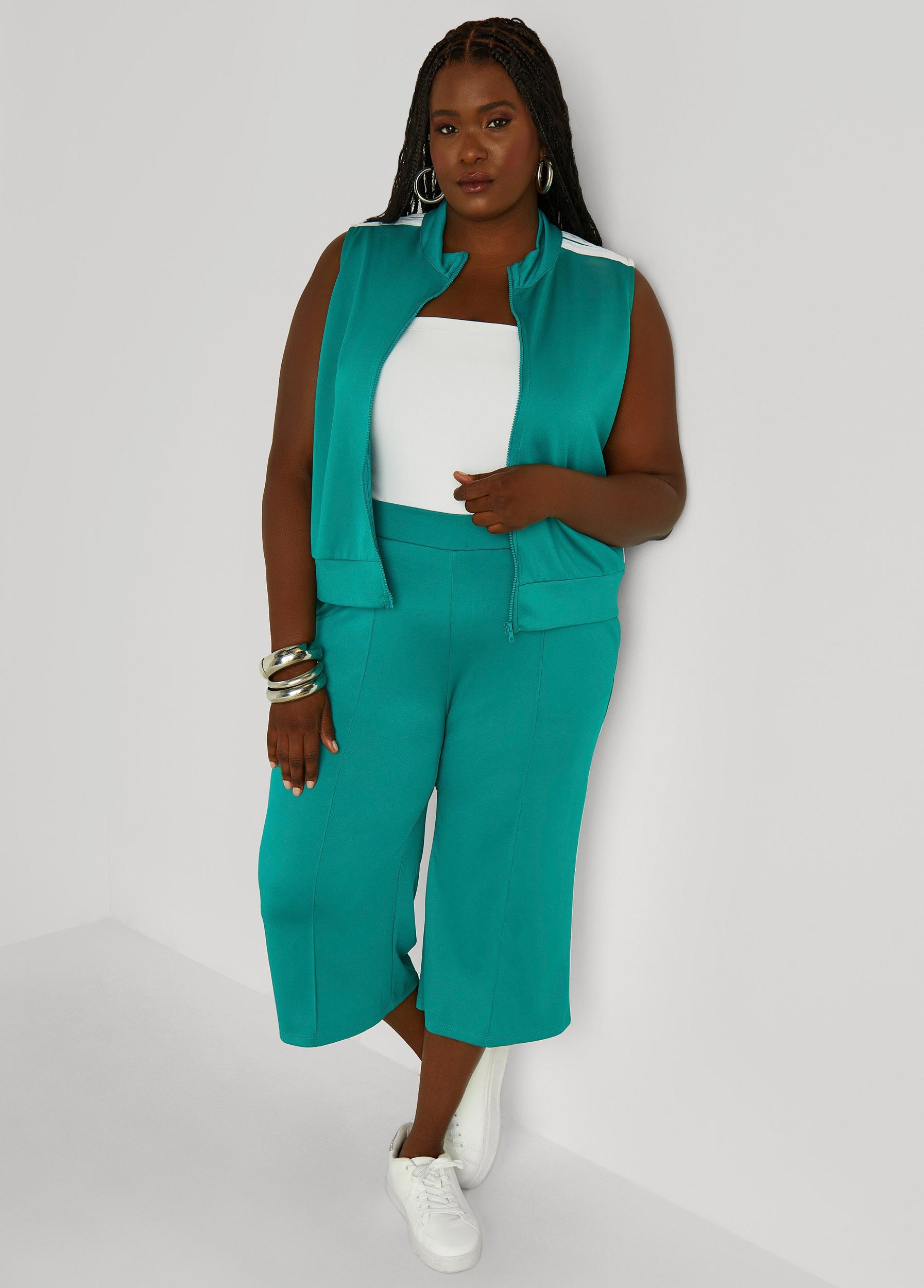 Plus Size Stripe Trimmed Capris Ashley Stewart Product Image