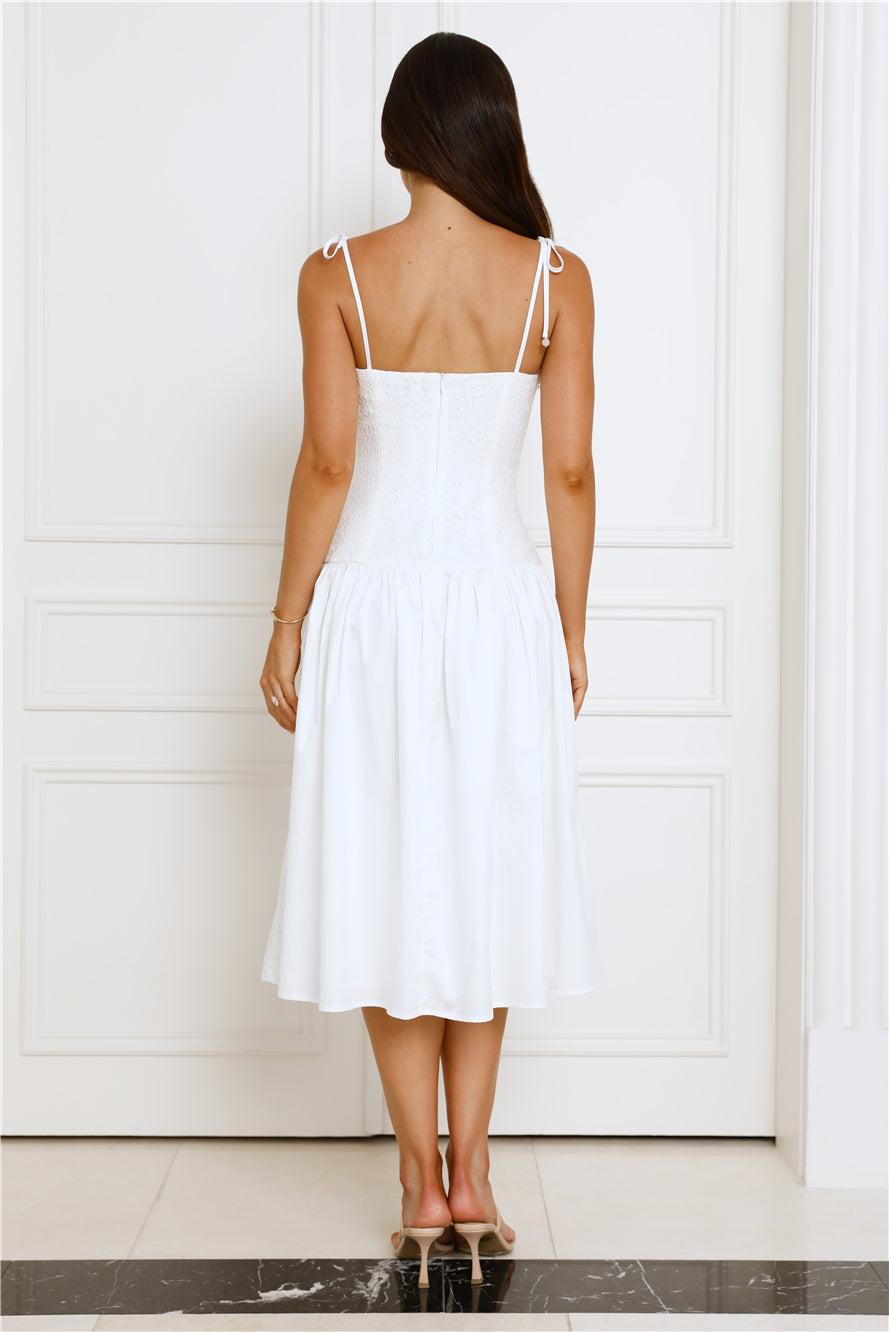 Sailing On A Dream Lace Midi Dress White Product Image