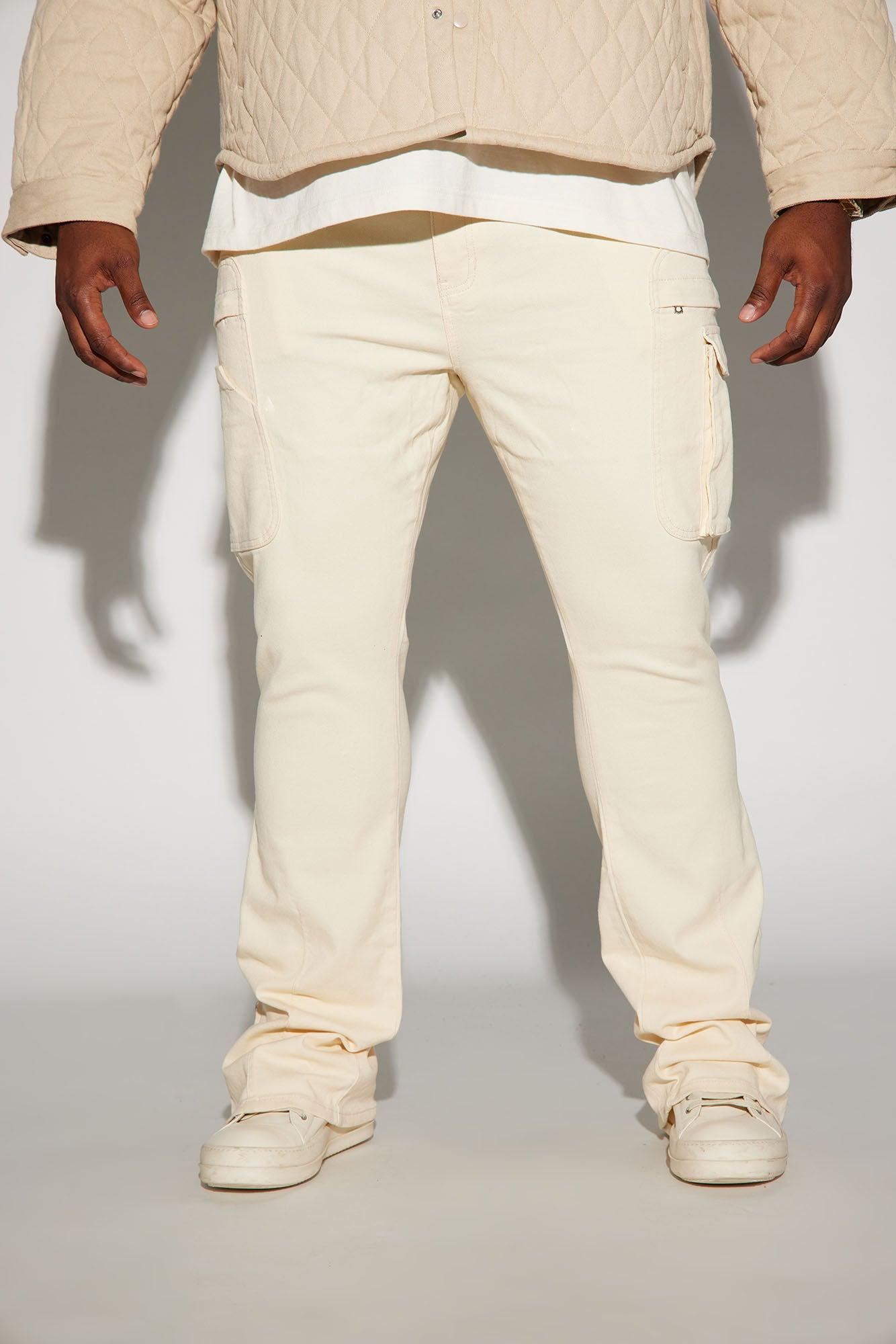 On A Good One Stacked Skinny Flare Jeans - Cream Product Image