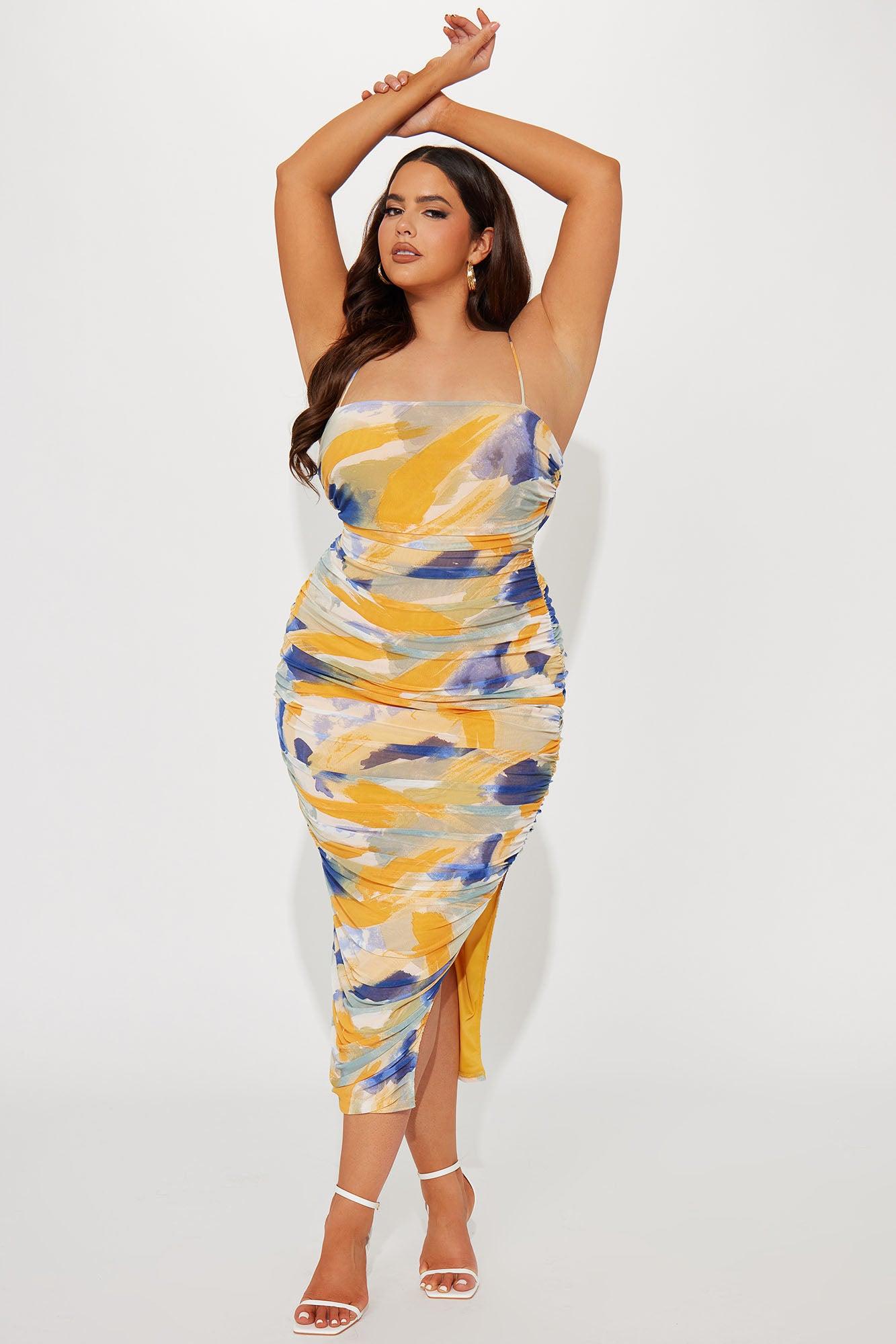 Painted In Mesh Midi Dress - Multi Color Product Image