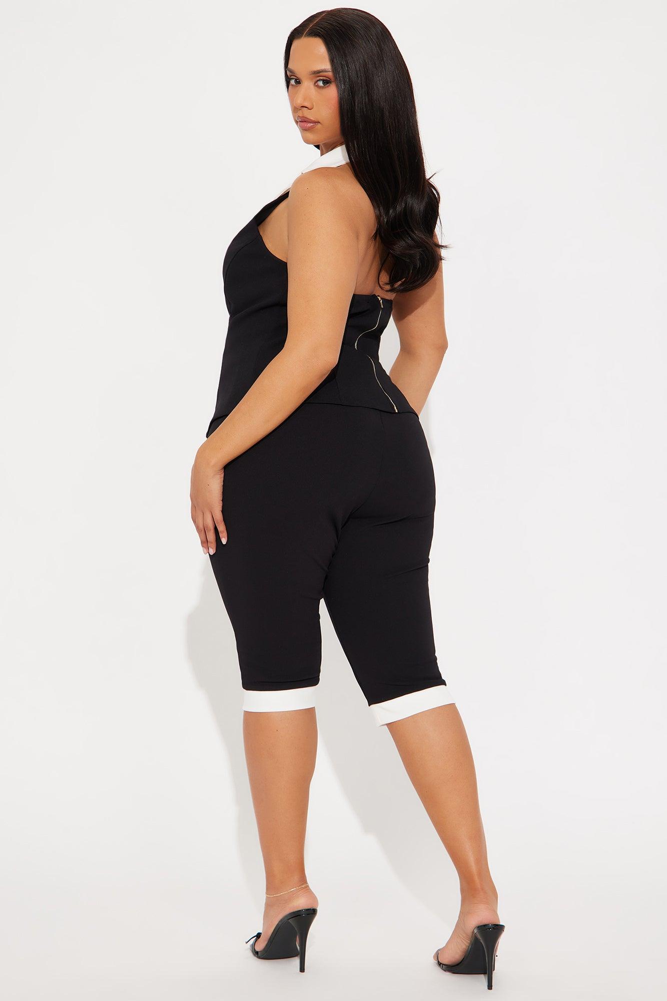 Viola Vest And Capri Set - Black/White Product Image