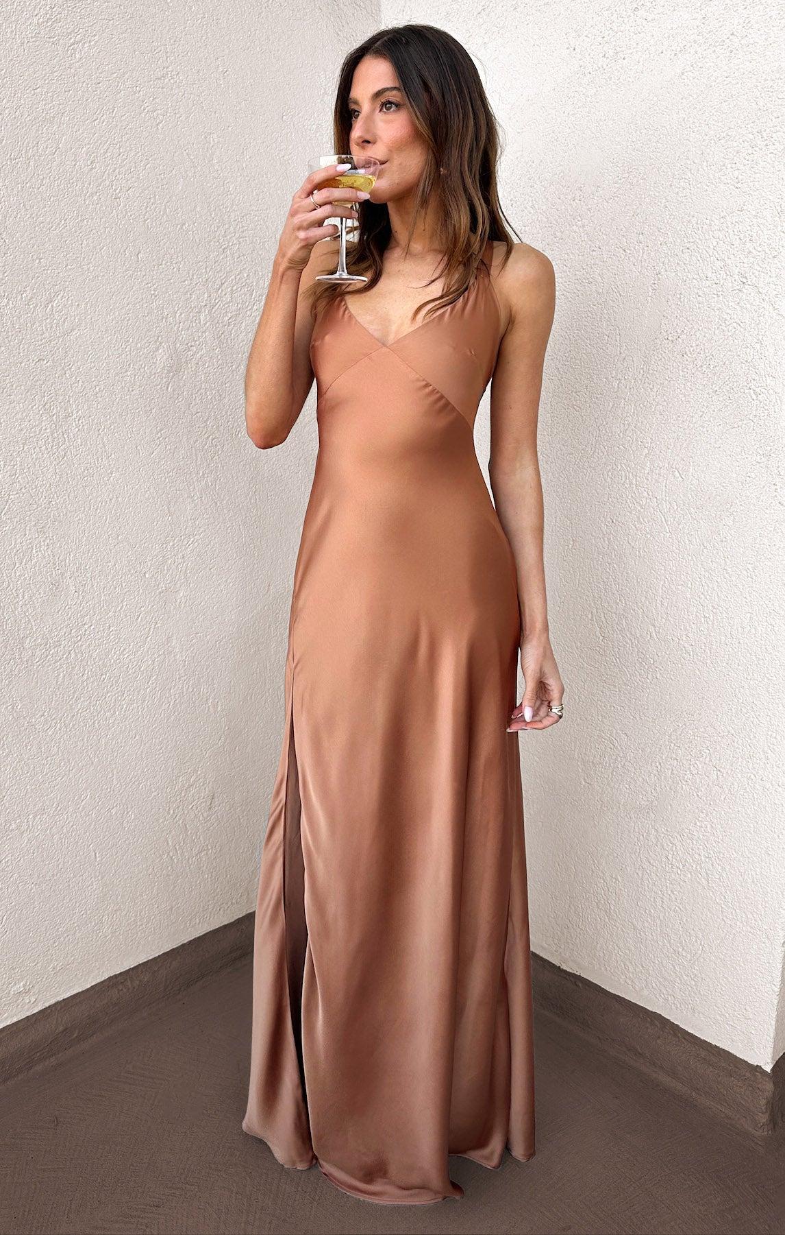 Anderson Maxi Dress ~ Copper Luxe Satin Product Image