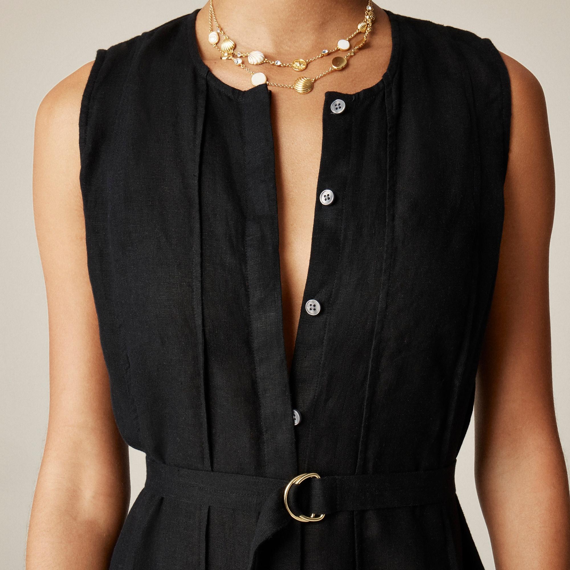 Seamed linen dress with removable belt Product Image