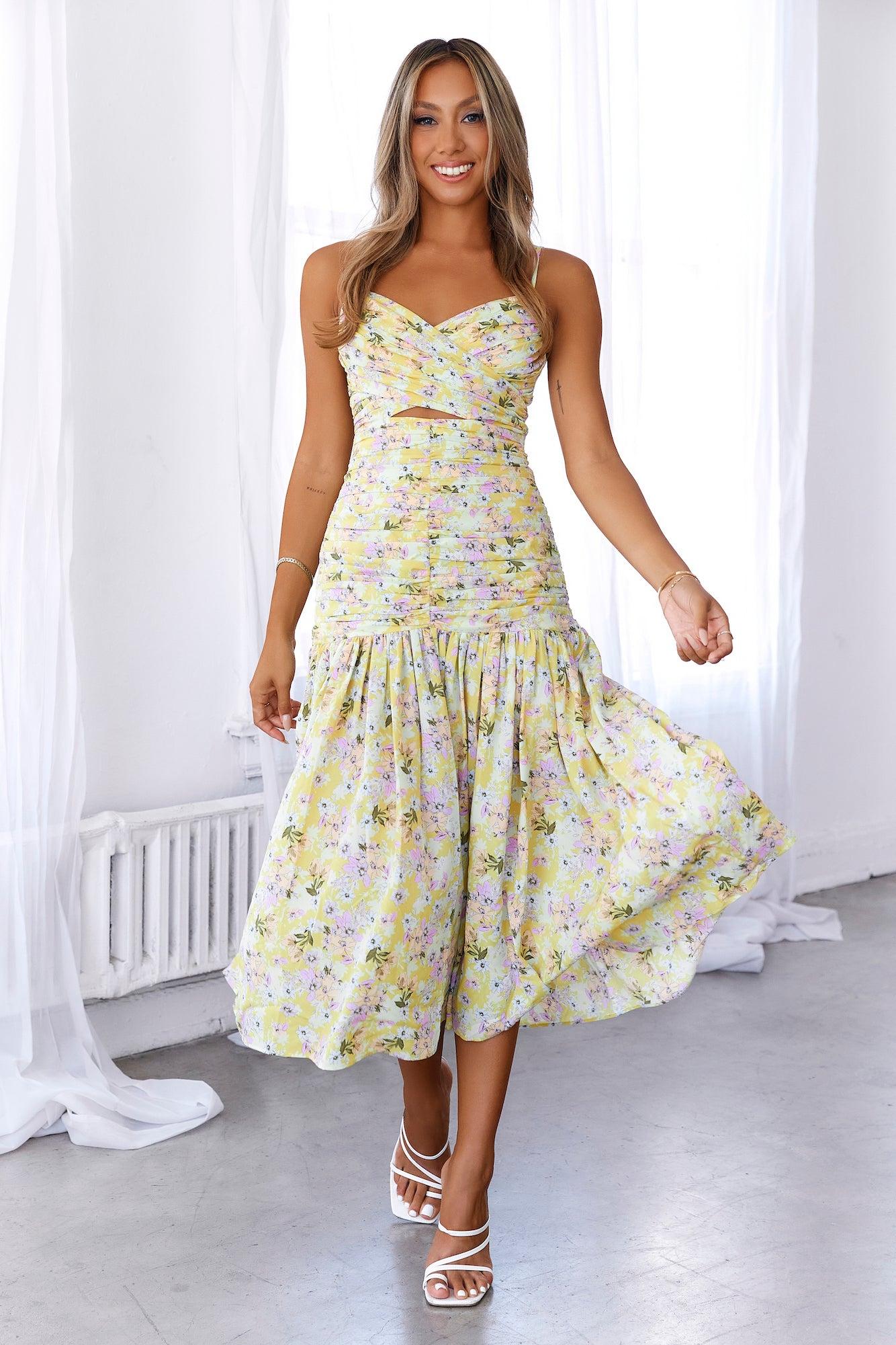 HELLO MOLLY Sun Risin Maxi Dress Yellow Product Image