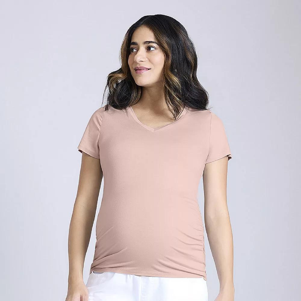 Maternity Motherhood® Side Ruched V-Neck Tee, Women's,  Product Image