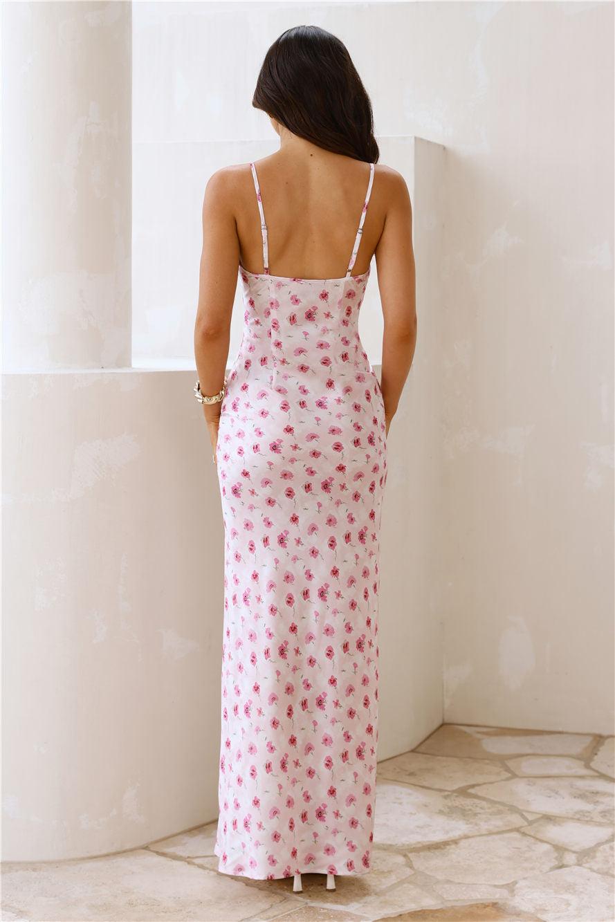 Love Me Like That Satin Maxi Dress Pink Product Image