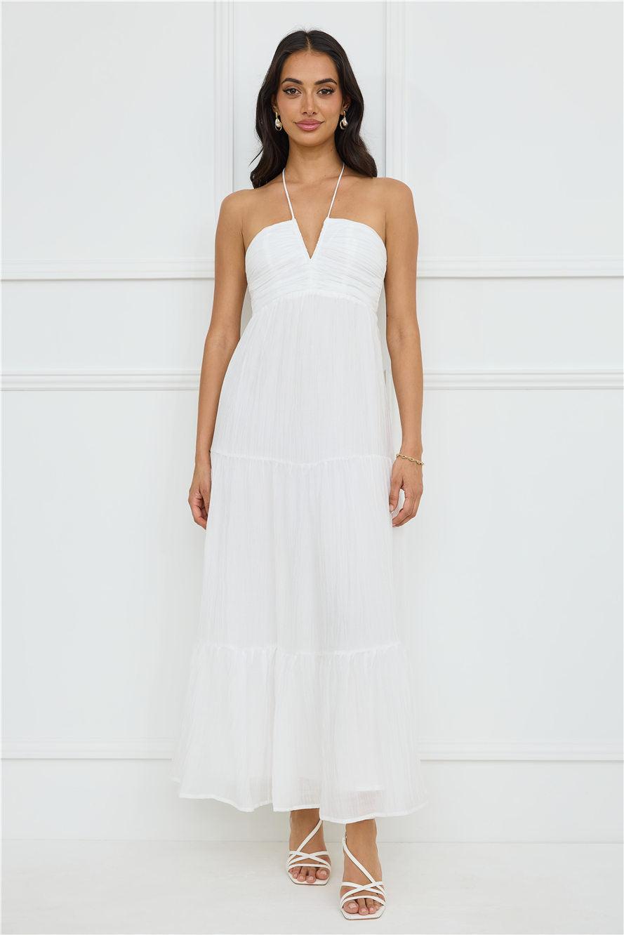 Sunshine Escape Halter Maxi Dress White Product Image