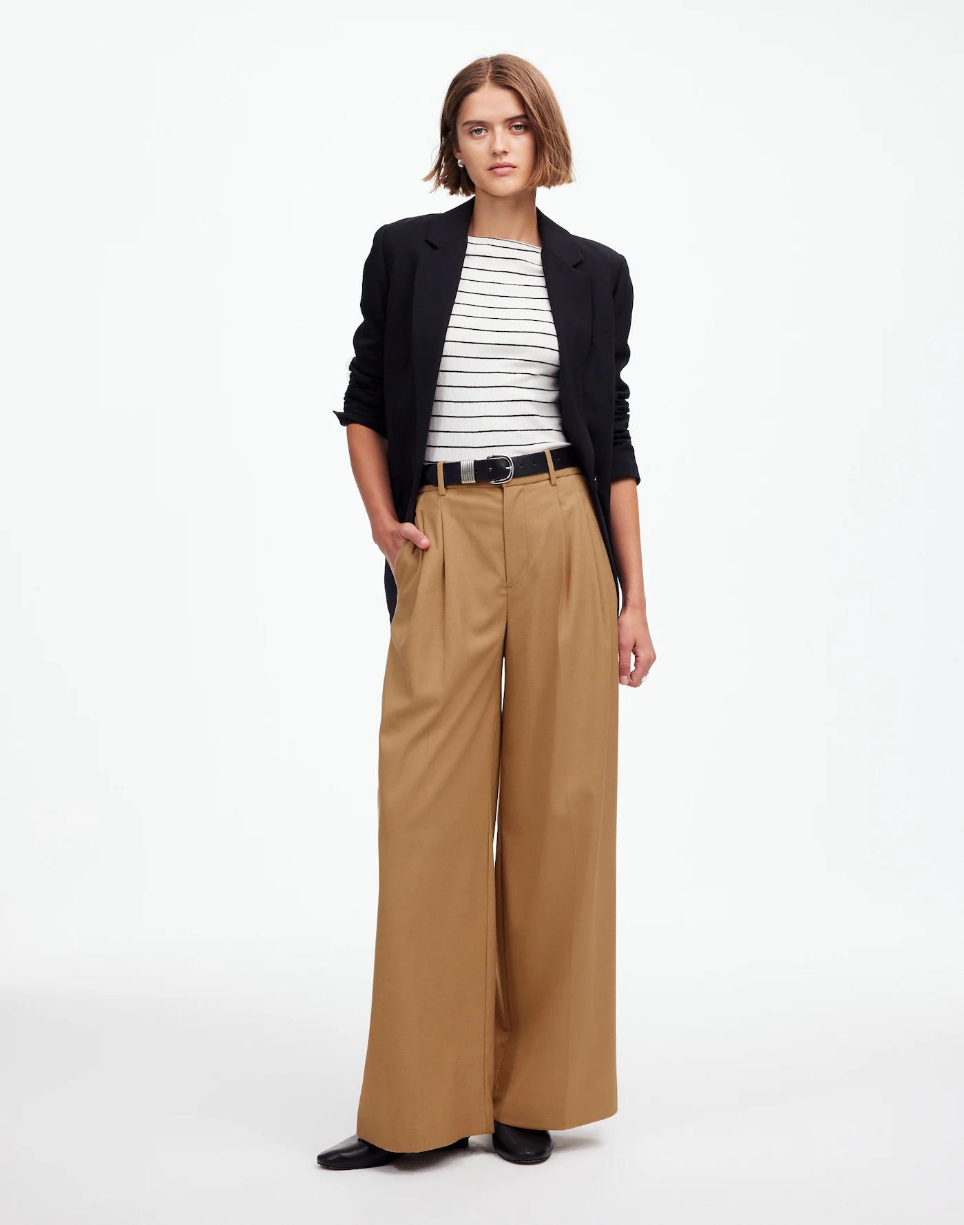 The Harlow Superwide-Leg Trouser in Brushed Twill Product Image