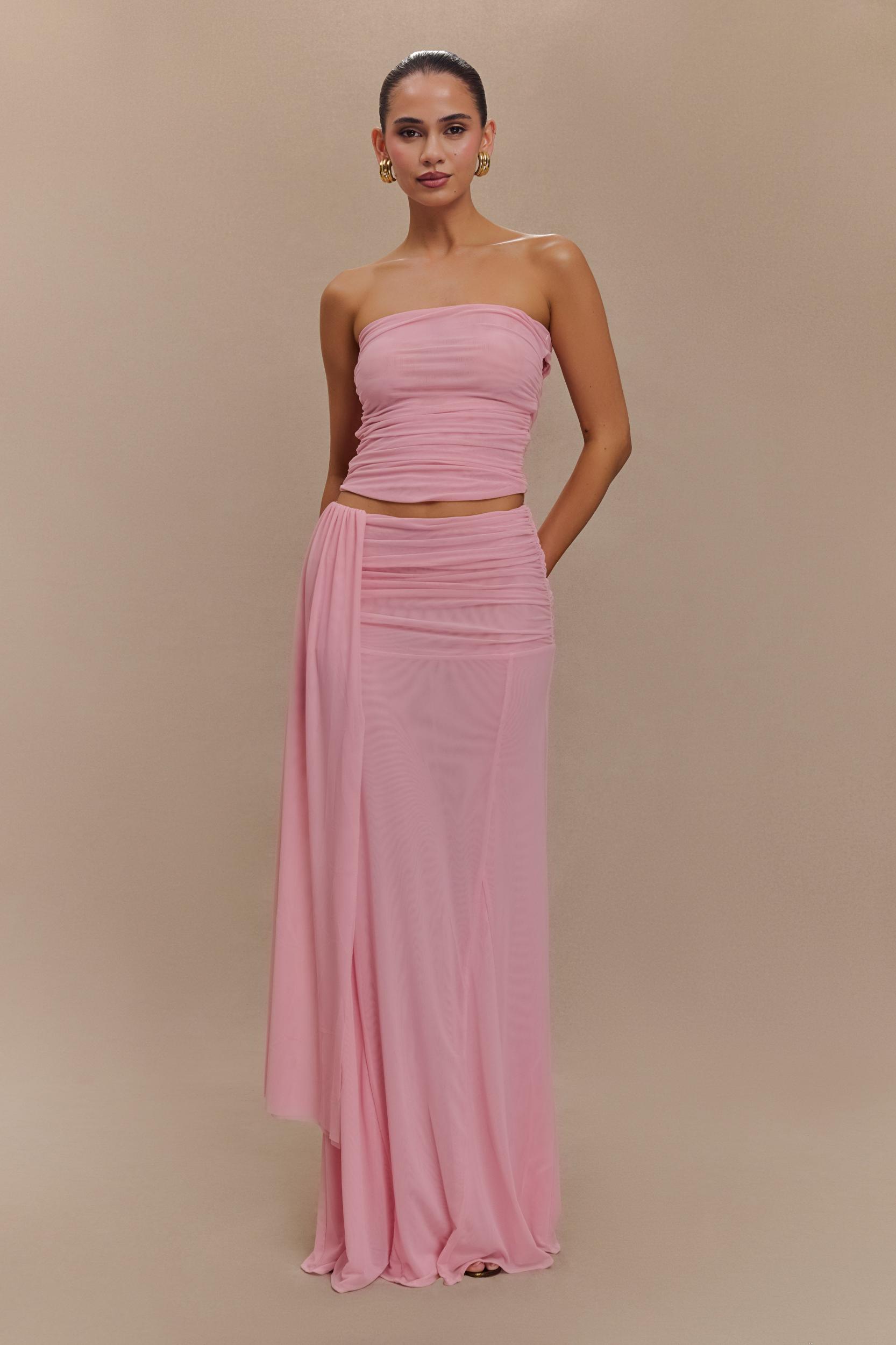 Arna Mesh Maxi Skirt - Candy Pink Product Image