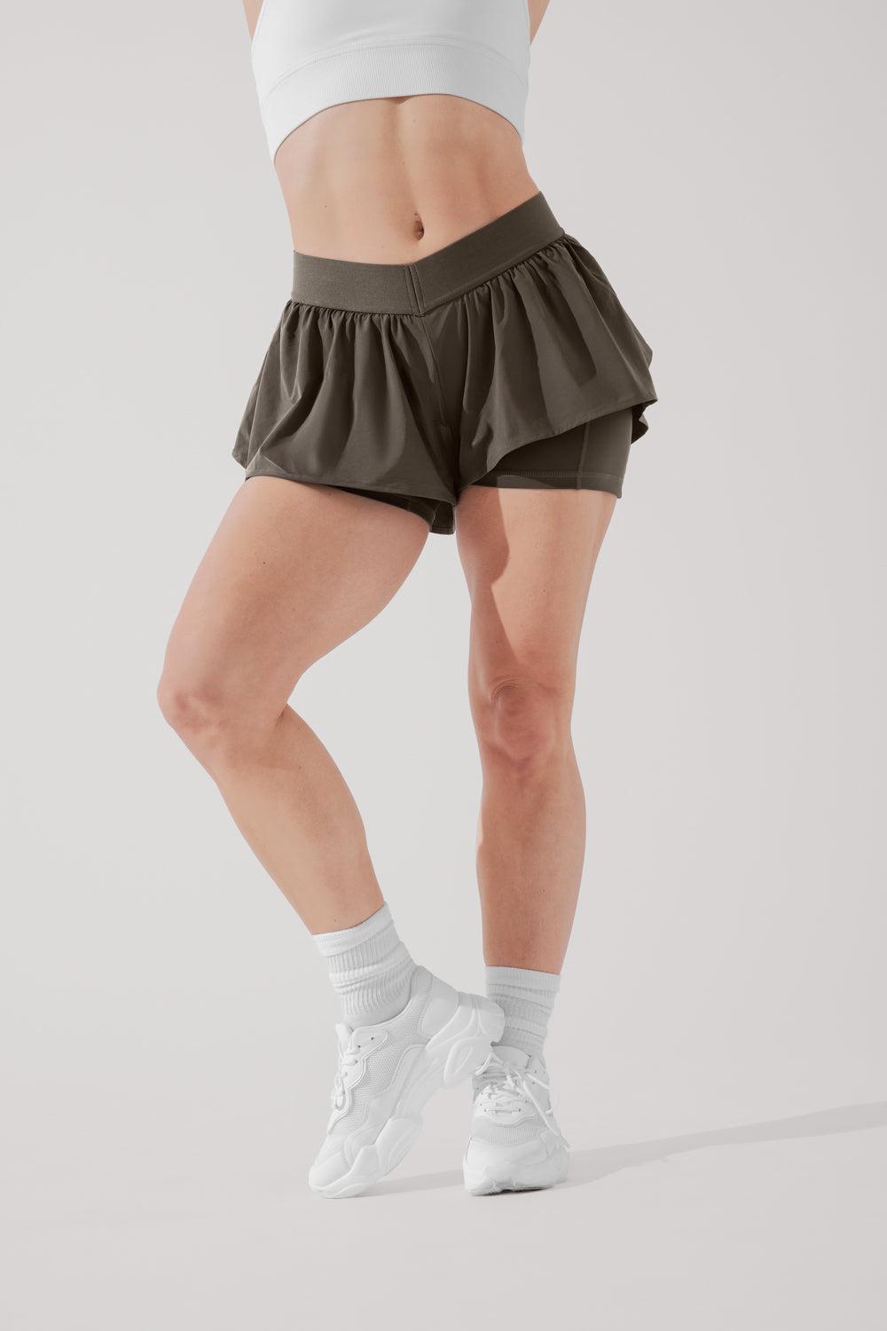 On the Run Ruffle Short - Deep Olive Product Image