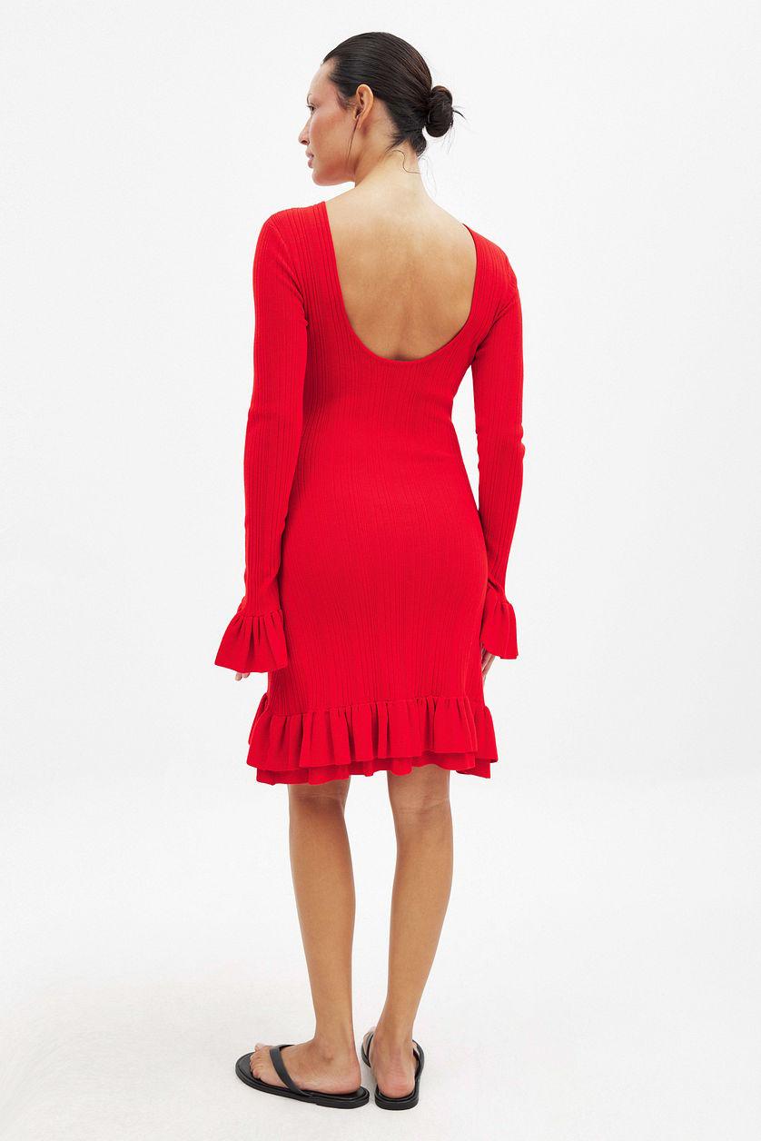 Knitted Frill Detail Mini Dress Product Image